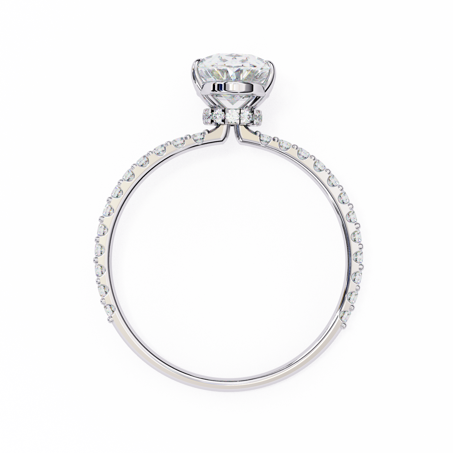 2.72 Ct Oval Cut Lab Grown Diamond Hidden Halo White Gold Engagement Ring/Wedding Ring/F Color/VS Clarity/2 Ct Diamond Ring/CVD Diamond Ring/Oval Cut Diamond/Round Diamond Side Stone/Prong Set/Pave Set/10k Gold/14k Gold/18k Gold/Yellow Gold/White Gold/Rose Gold/Anniversary Gift