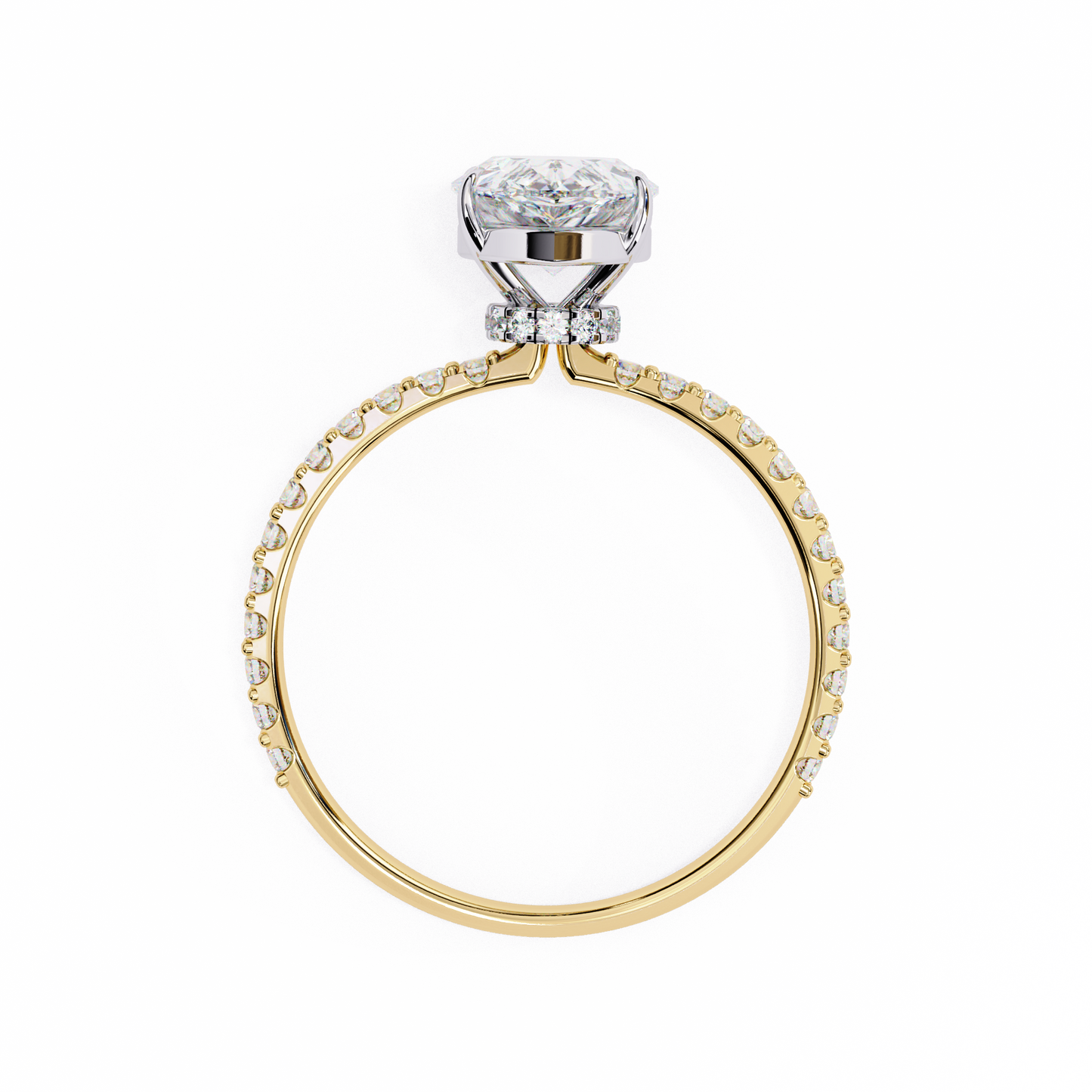 2.35 Ct Pear Cut Lab Grown Diamond Hidden Halo Rose Gold Engagement Ring/Wedding Ring/F Color/VS Clarity/2 Ct Diamond Ring/CVD Diamond Ring/Pear Cut Diamond/Round Diamond Side Stone/Prong Set/Pave Set/10k Gold/14k Gold/18k Gold/Yellow Gold/White Gold/Rose Gold/Anniversary Gift