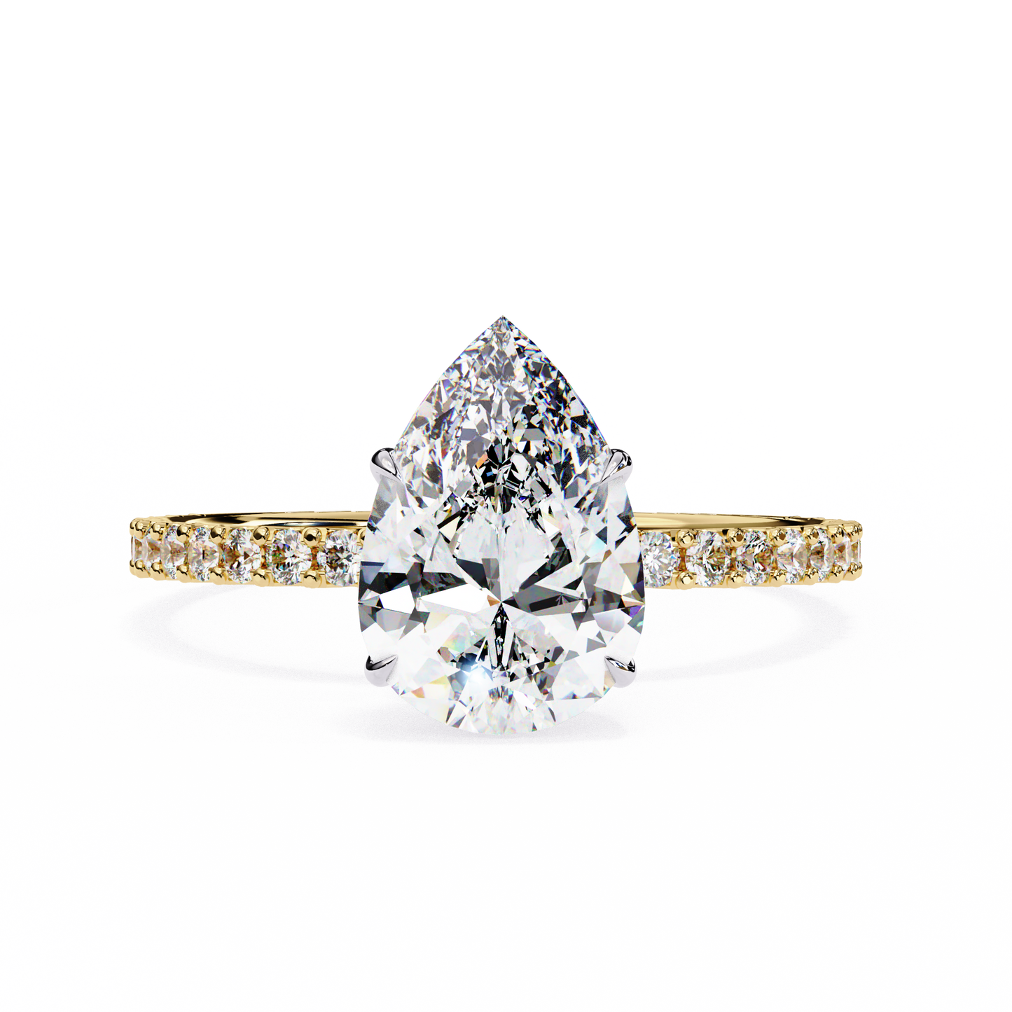 2.35 Ct Pear Cut Lab Grown Diamond Hidden Halo Rose Gold Engagement Ring/Wedding Ring/F Color/VS Clarity/2 Ct Diamond Ring/CVD Diamond Ring/Pear Cut Diamond/Round Diamond Side Stone/Prong Set/Pave Set/10k Gold/14k Gold/18k Gold/Yellow Gold/White Gold/Rose Gold/Anniversary Gift