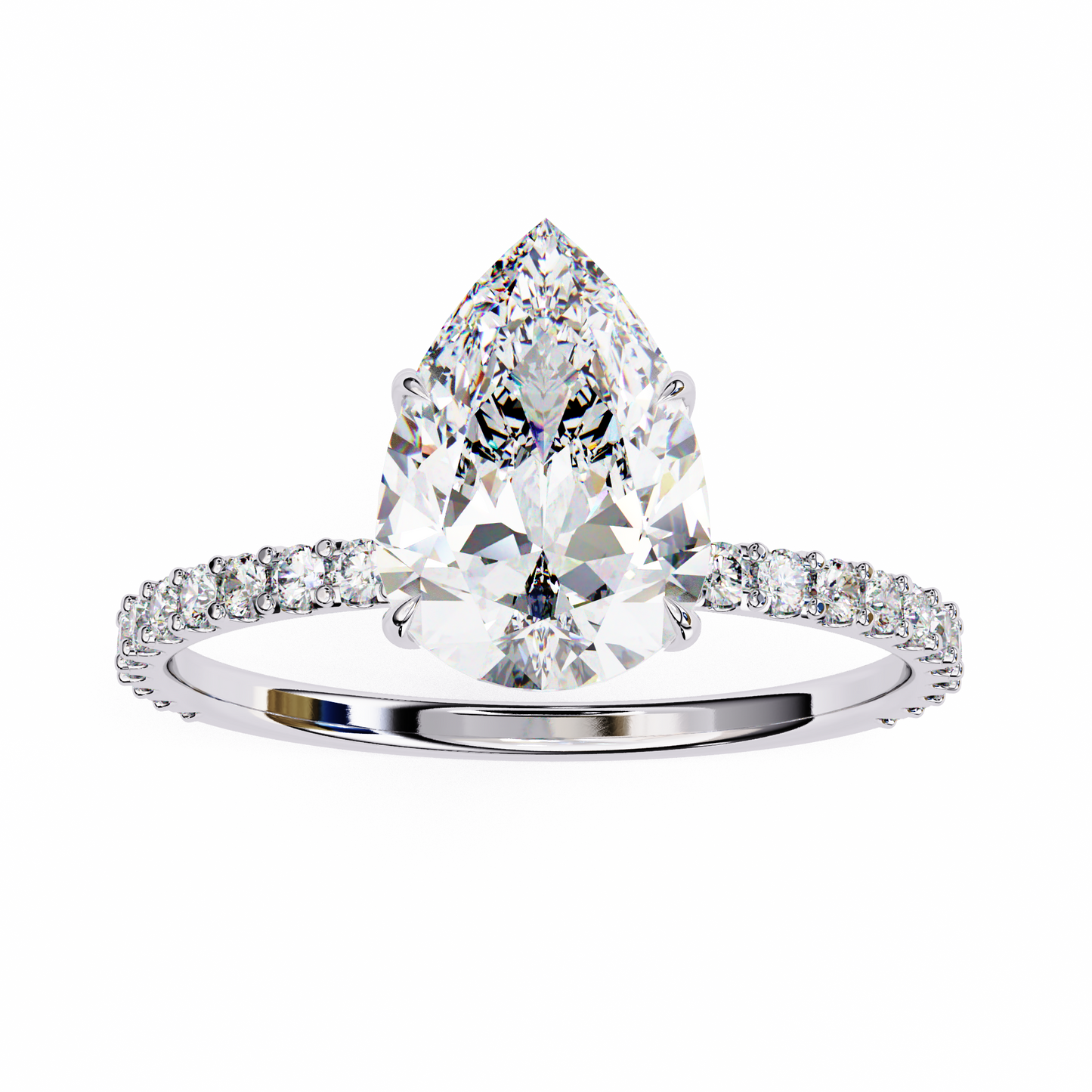 2.35 Ct Pear Cut Lab Grown Diamond Hidden Halo Rose Gold Engagement Ring/Wedding Ring/F Color/VS Clarity/2 Ct Diamond Ring/CVD Diamond Ring/Pear Cut Diamond/Round Diamond Side Stone/Prong Set/Pave Set/10k Gold/14k Gold/18k Gold/Yellow Gold/White Gold/Rose Gold/Anniversary Gift