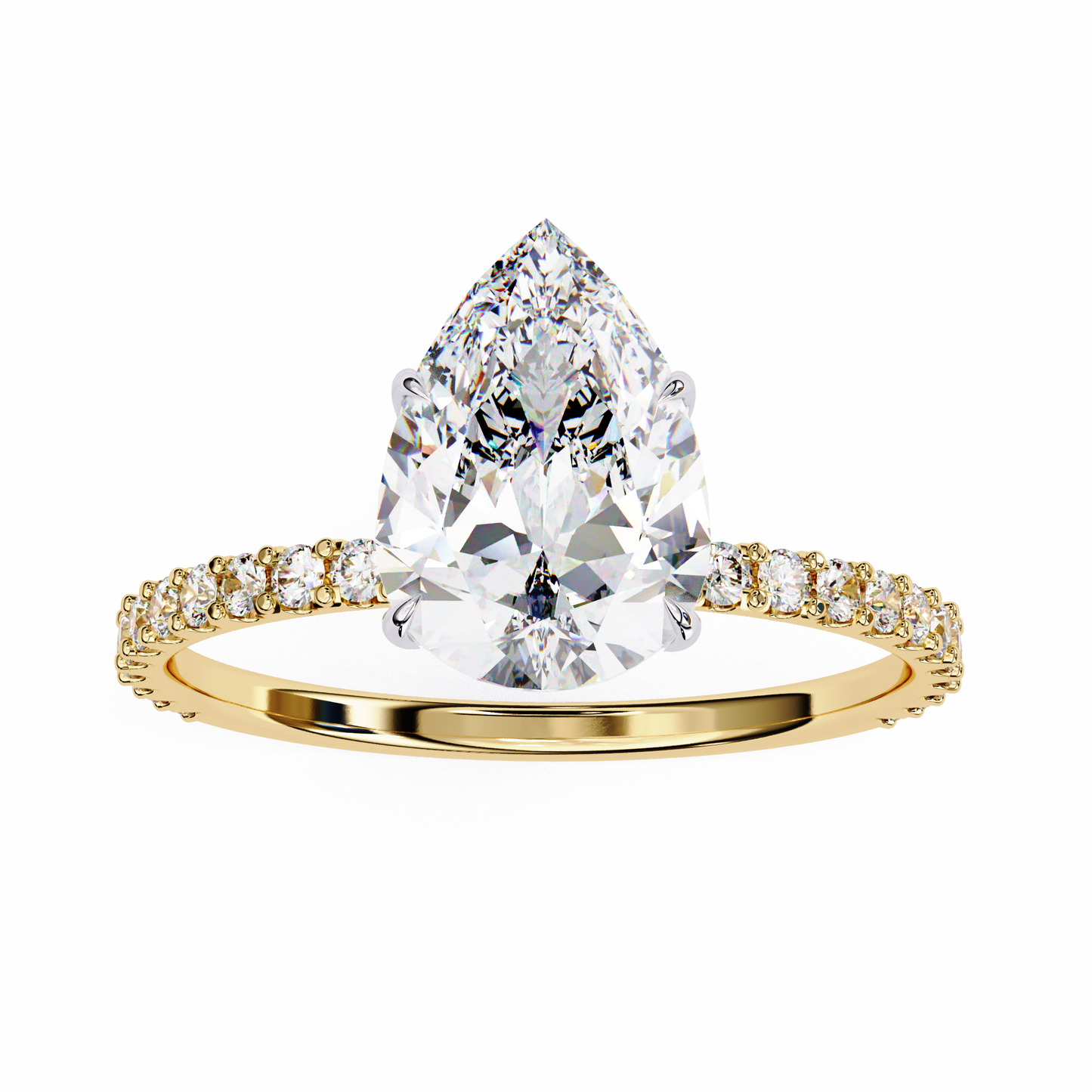 2.35 Ct Pear Cut Lab Grown Diamond Hidden Halo Rose Gold Engagement Ring/Wedding Ring/F Color/VS Clarity/2 Ct Diamond Ring/CVD Diamond Ring/Pear Cut Diamond/Round Diamond Side Stone/Prong Set/Pave Set/10k Gold/14k Gold/18k Gold/Yellow Gold/White Gold/Rose Gold/Anniversary Gift