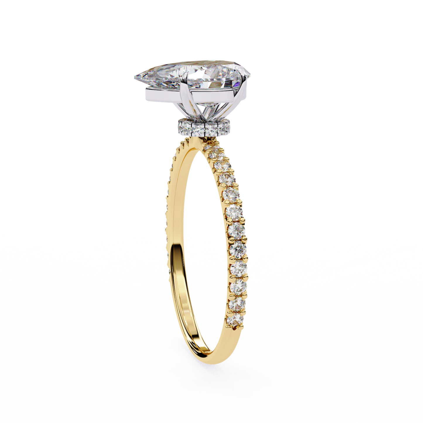 2.35 Ct Pear Cut Lab Grown Diamond Hidden Halo Rose Gold Engagement Ring/Wedding Ring/F Color/VS Clarity/2 Ct Diamond Ring/CVD Diamond Ring/Pear Cut Diamond/Round Diamond Side Stone/Prong Set/Pave Set/10k Gold/14k Gold/18k Gold/Yellow Gold/White Gold/Rose Gold/Anniversary Gift