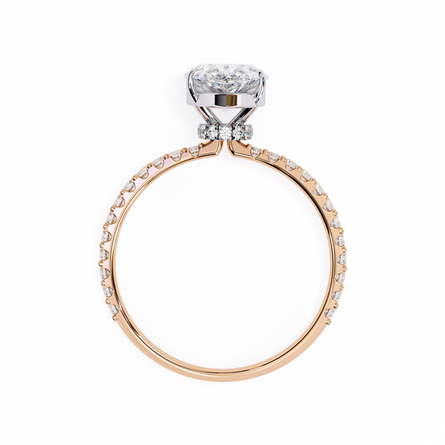 2.35 Ct Pear Cut Lab Grown Diamond Hidden Halo Rose Gold Engagement Ring/Wedding Ring/F Color/VS Clarity/2 Ct Diamond Ring/CVD Diamond Ring/Pear Cut Diamond/Round Diamond Side Stone/Prong Set/Pave Set/10k Gold/14k Gold/18k Gold/Yellow Gold/White Gold/Rose Gold/Anniversary Gift