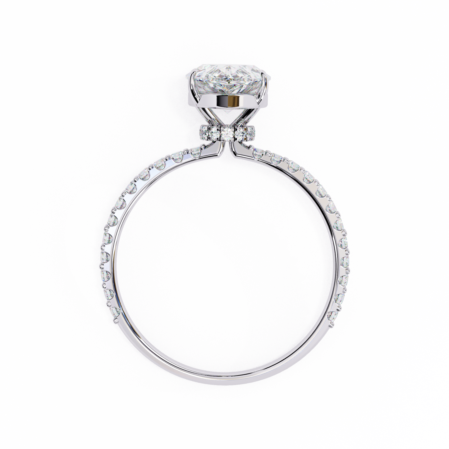 2.35 Ct Pear Cut Lab Grown Diamond Hidden Halo Rose Gold Engagement Ring/Wedding Ring/F Color/VS Clarity/2 Ct Diamond Ring/CVD Diamond Ring/Pear Cut Diamond/Round Diamond Side Stone/Prong Set/Pave Set/10k Gold/14k Gold/18k Gold/Yellow Gold/White Gold/Rose Gold/Anniversary Gift