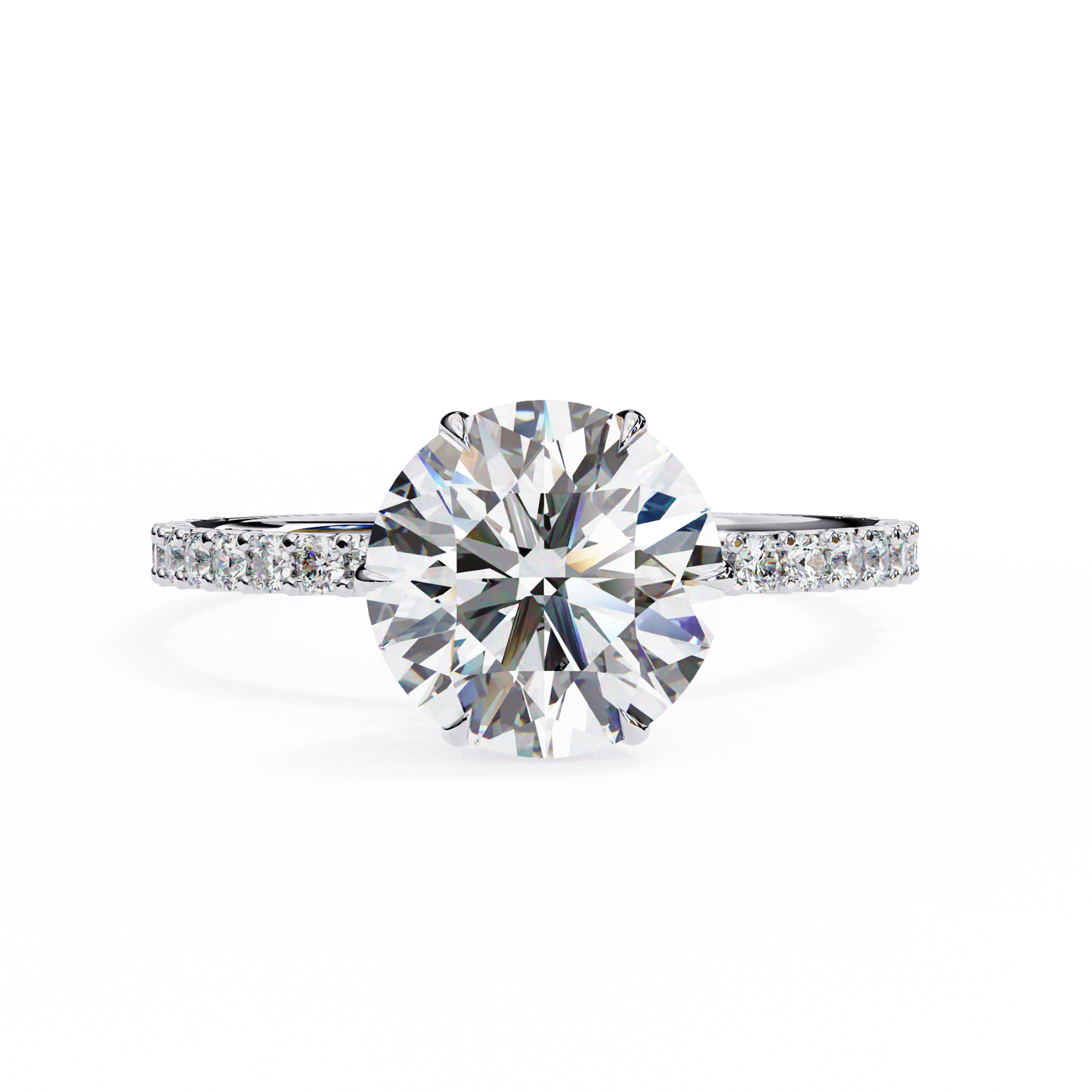 2.7 Ct Round Cut Lab Grown Diamond Hidden Halo Yellow Gold Engagement Ring/Wedding Ring/E Color/VS Clarity/2 Ct Diamond Ring/CVD Diamond Ring/Round Cut Diamond/Round Diamond Side Stone/Prong Set/Pave Set/10k Gold/14k Gold/18k Gold/Yellow Gold/White Gold/Rose Gold/Anniversary Gift