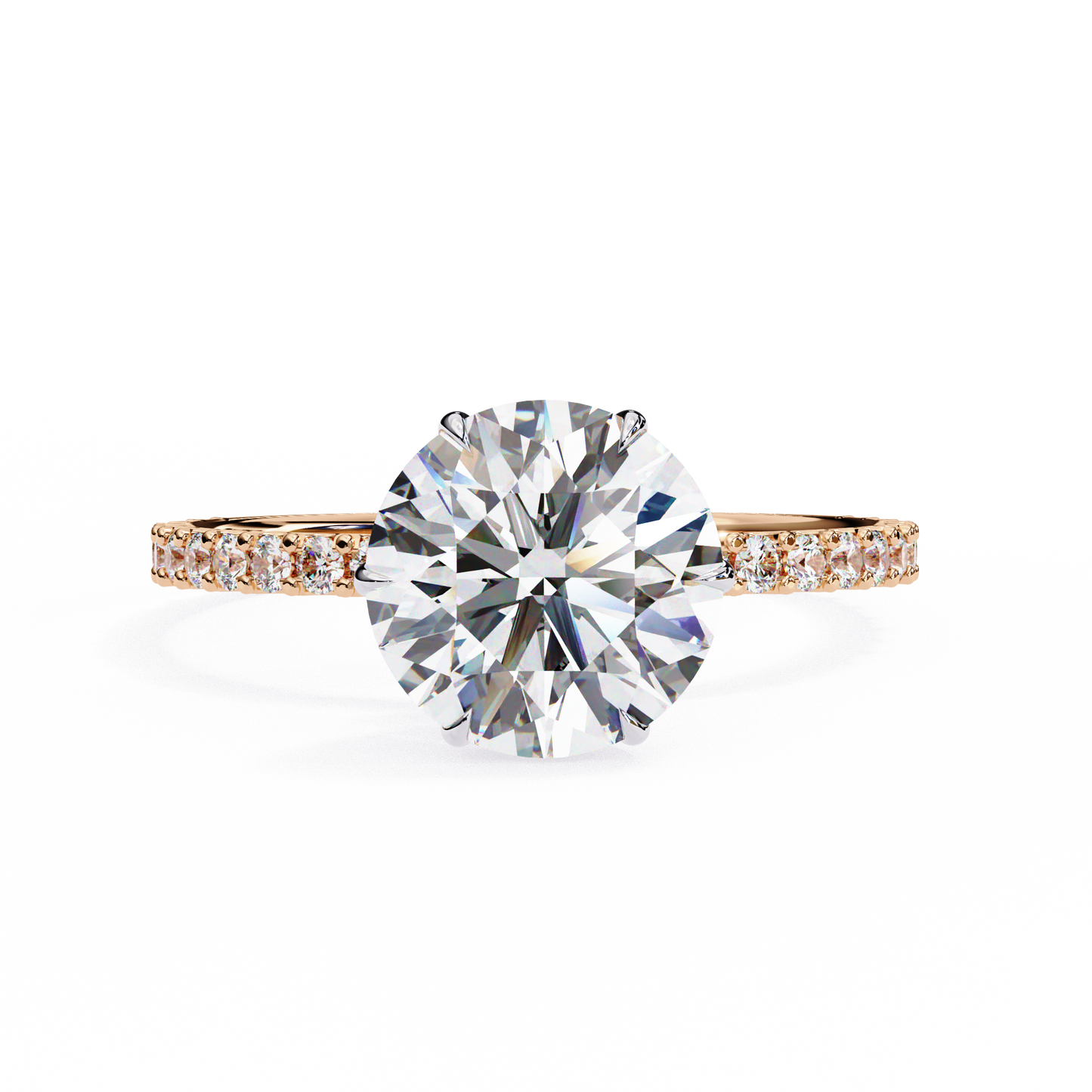 2.7 Ct Round Cut Lab Grown Diamond Hidden Halo Yellow Gold Engagement Ring/Wedding Ring/E Color/VS Clarity/2 Ct Diamond Ring/CVD Diamond Ring/Round Cut Diamond/Round Diamond Side Stone/Prong Set/Pave Set/10k Gold/14k Gold/18k Gold/Yellow Gold/White Gold/Rose Gold/Anniversary Gift