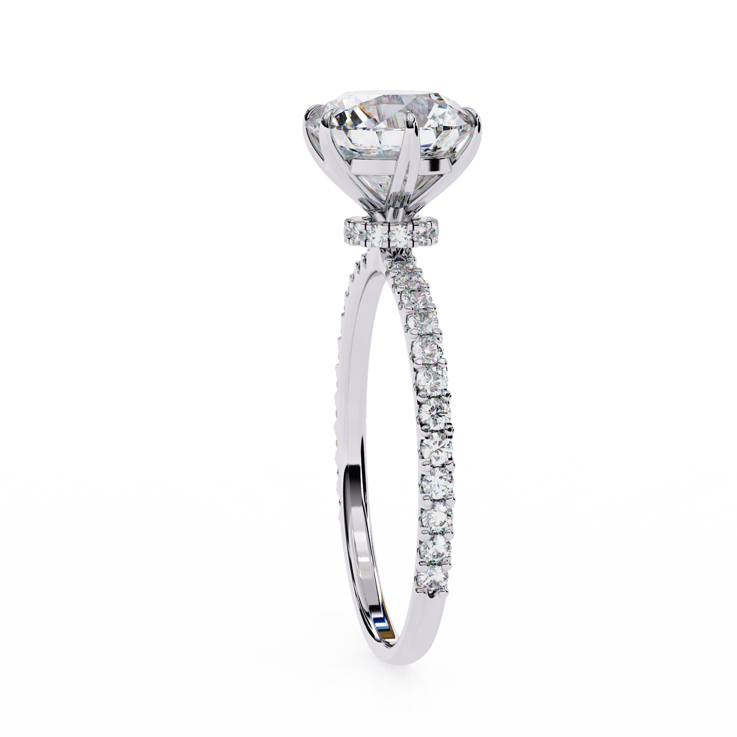 2.7 Ct Round Cut Lab Grown Diamond Hidden Halo Yellow Gold Engagement Ring/Wedding Ring/E Color/VS Clarity/2 Ct Diamond Ring/CVD Diamond Ring/Round Cut Diamond/Round Diamond Side Stone/Prong Set/Pave Set/10k Gold/14k Gold/18k Gold/Yellow Gold/White Gold/Rose Gold/Anniversary Gift