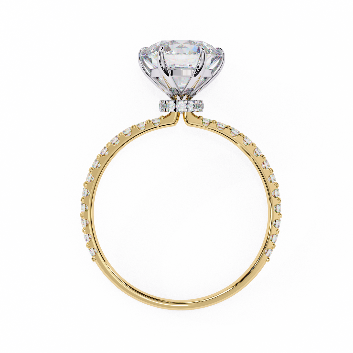 2.7 Ct Round Cut Lab Grown Diamond Hidden Halo Yellow Gold Engagement Ring/Wedding Ring/E Color/VS Clarity/2 Ct Diamond Ring/CVD Diamond Ring/Round Cut Diamond/Round Diamond Side Stone/Prong Set/Pave Set/10k Gold/14k Gold/18k Gold/Yellow Gold/White Gold/Rose Gold/Anniversary Gift