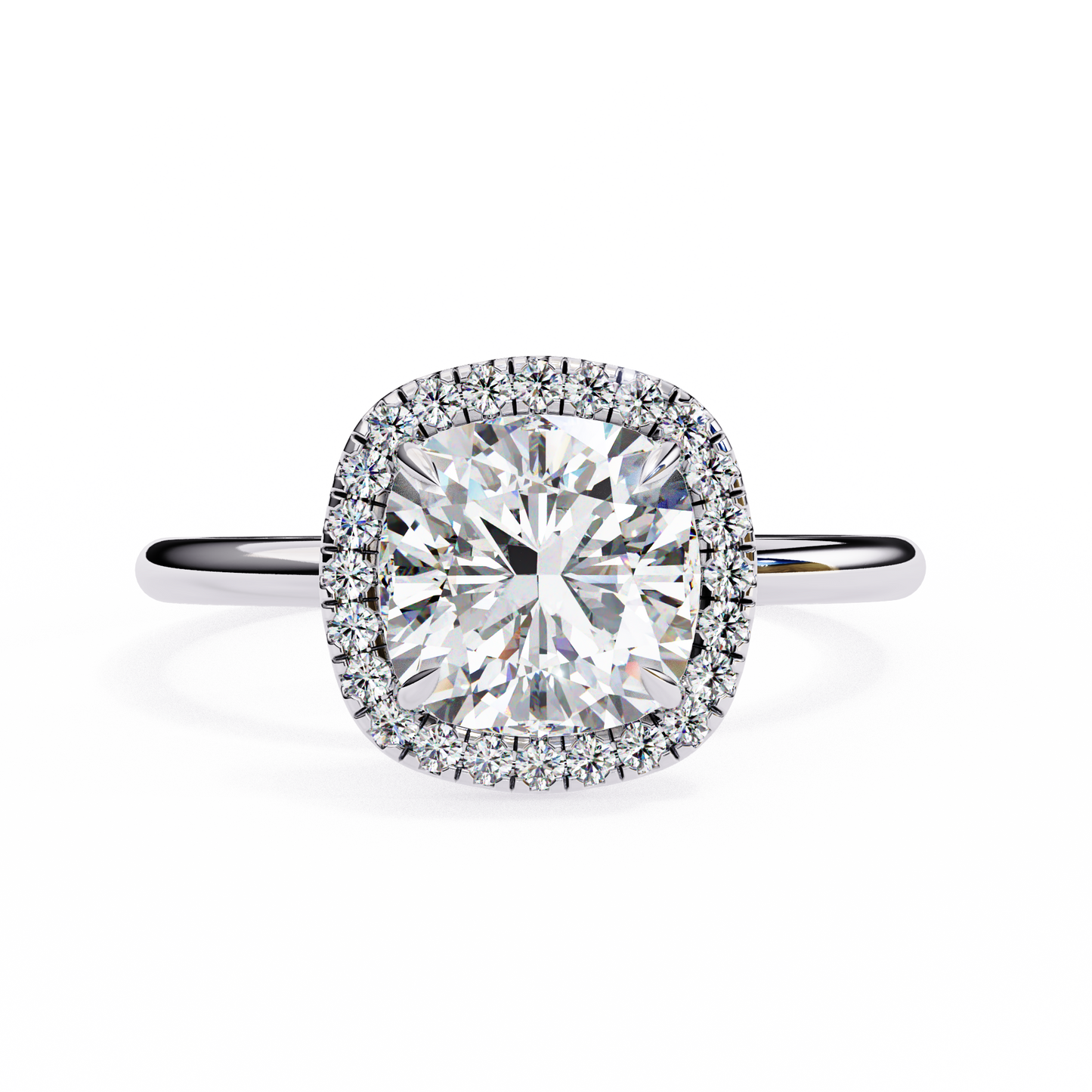 2.58 Ct Cushion Cut Lab Grown Diamond Halo White Gold Engagement Ring/Wedding Ring/E Color/VS Clarity/2 Ct Diamond Ring/CVD Diamond Ring/Cushion Cut Diamond/Round Diamond Side Stone/Prong Set/Halo Set/10k Gold/14k Gold/18k Gold/Yellow Gold/White Gold/Rose Gold/Anniversary Gift