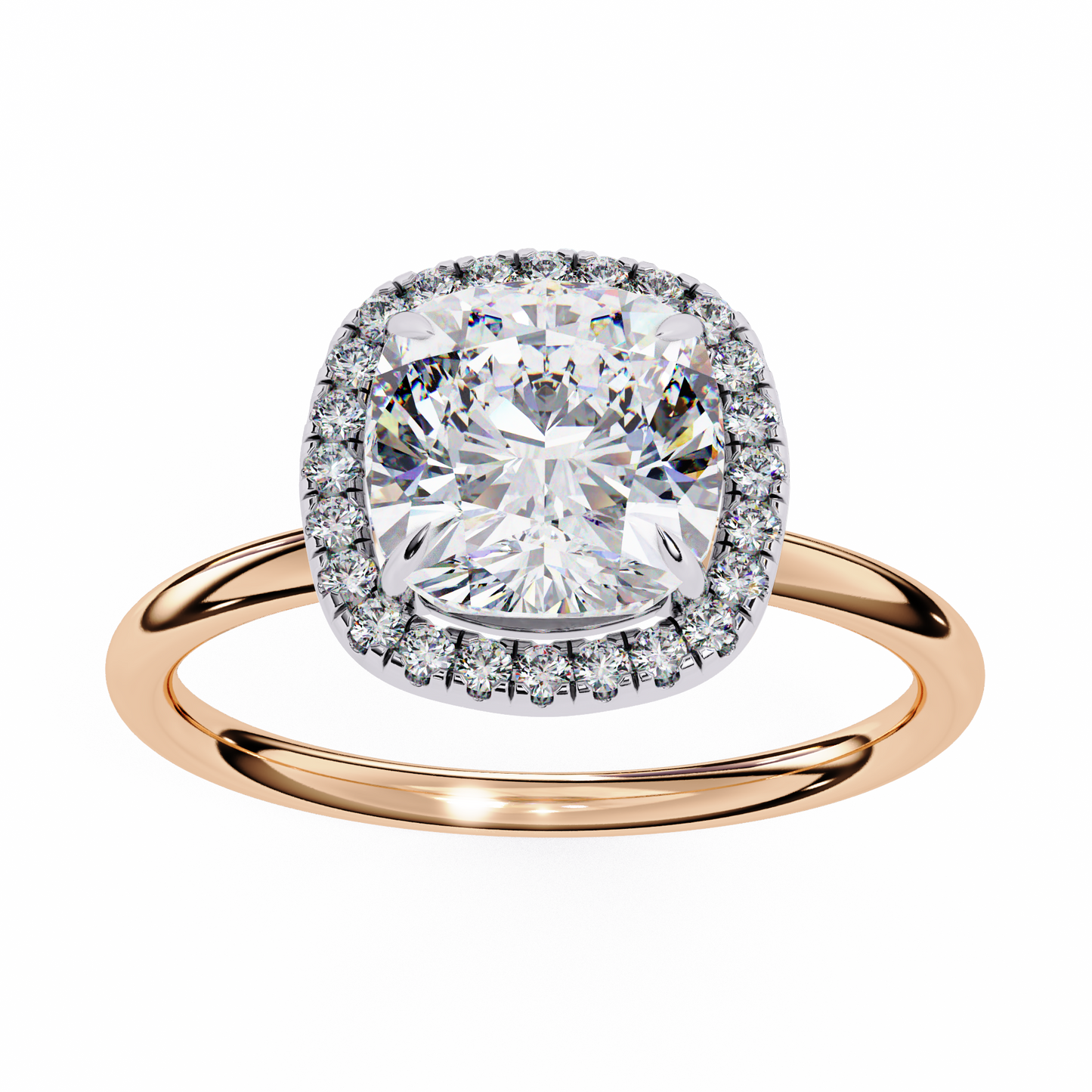 2.58 Ct Cushion Cut Lab Grown Diamond Halo White Gold Engagement Ring/Wedding Ring/E Color/VS Clarity/2 Ct Diamond Ring/CVD Diamond Ring/Cushion Cut Diamond/Round Diamond Side Stone/Prong Set/Halo Set/10k Gold/14k Gold/18k Gold/Yellow Gold/White Gold/Rose Gold/Anniversary Gift