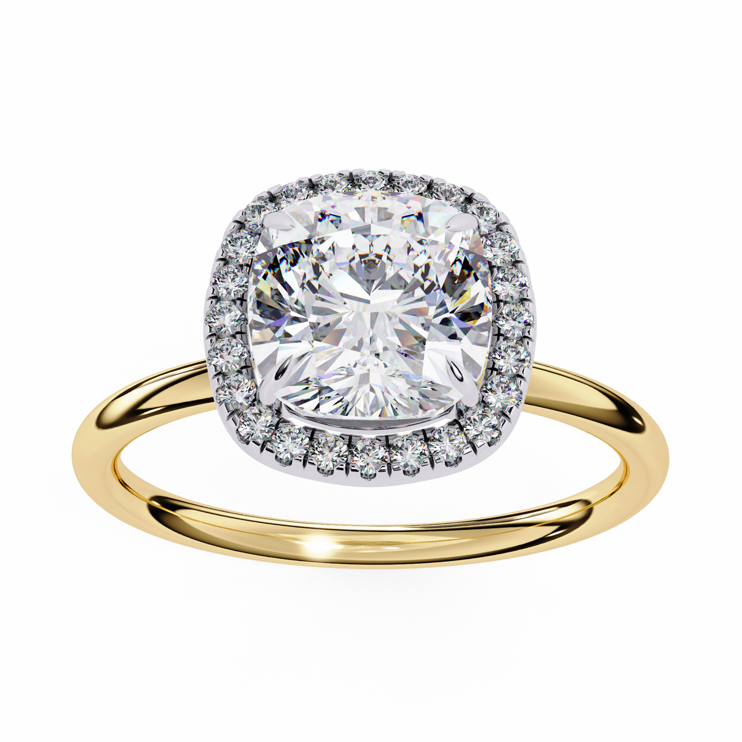 2.58 Ct Cushion Cut Lab Grown Diamond Halo White Gold Engagement Ring/Wedding Ring/E Color/VS Clarity/2 Ct Diamond Ring/CVD Diamond Ring/Cushion Cut Diamond/Round Diamond Side Stone/Prong Set/Halo Set/10k Gold/14k Gold/18k Gold/Yellow Gold/White Gold/Rose Gold/Anniversary Gift