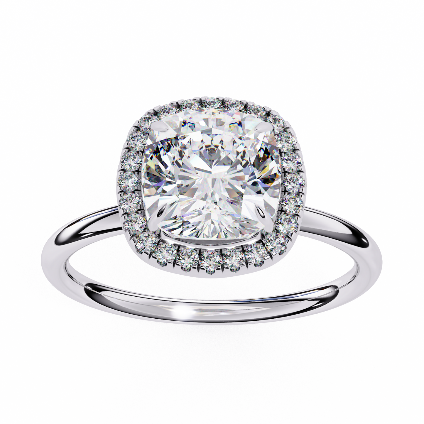 2.58 Ct Cushion Cut Lab Grown Diamond Halo White Gold Engagement Ring/Wedding Ring/E Color/VS Clarity/2 Ct Diamond Ring/CVD Diamond Ring/Cushion Cut Diamond/Round Diamond Side Stone/Prong Set/Halo Set/10k Gold/14k Gold/18k Gold/Yellow Gold/White Gold/Rose Gold/Anniversary Gift