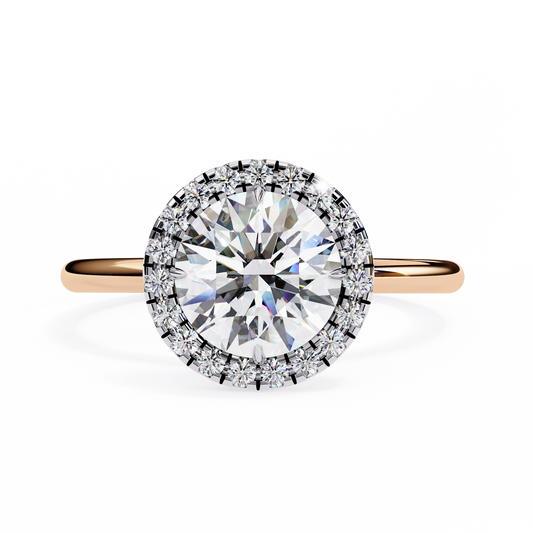 2.04 Ct Round Cut Lab Grown Diamond Halo Rose Gold Engagement Ring/Wedding Ring/E Color/VS Clarity/2 Ct Diamond Ring/CVD Diamond Ring/Round Cut Diamond/Round Diamond Side Stone/Prong Set/Halo Set/10k Gold/14k Gold/18k Gold/Yellow Gold/White Gold/Rose Gold/Anniversary Gift
