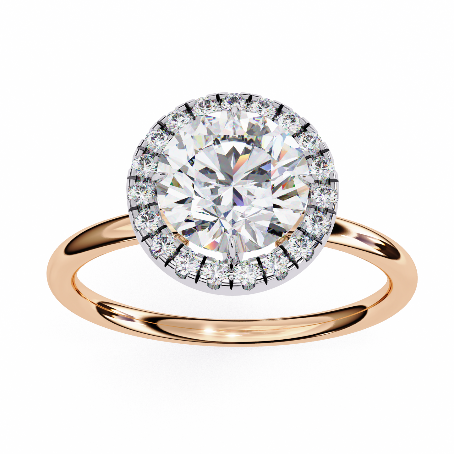 2.04 Ct Round Cut Lab Grown Diamond Halo Rose Gold Engagement Ring/Wedding Ring/E Color/VS Clarity/2 Ct Diamond Ring/CVD Diamond Ring/Round Cut Diamond/Round Diamond Side Stone/Prong Set/Halo Set/10k Gold/14k Gold/18k Gold/Yellow Gold/White Gold/Rose Gold/Anniversary Gift
