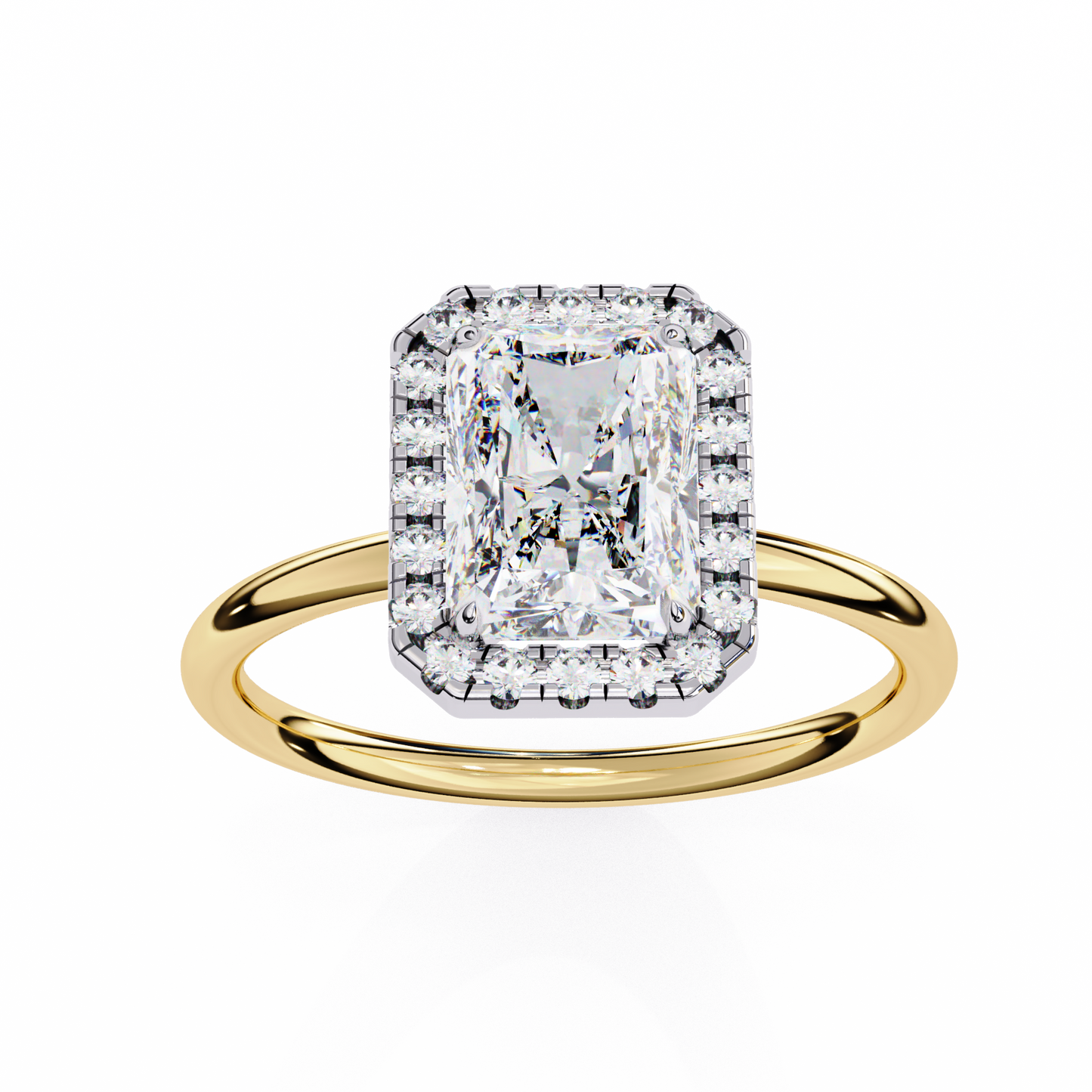 2.55 Ct Radiant Cut Lab Grown Diamond Halo White Gold Engagement Ring/Wedding Ring/E Color/VS Clarity/2 Ct Diamond Ring/CVD Diamond Ring/Radiant Cut Diamond/Round Diamond Side Stone/Prong Set/Halo Set/10k Gold/14k Gold/18k Gold/Yellow Gold/White Gold/Rose Gold/Anniversary Gift