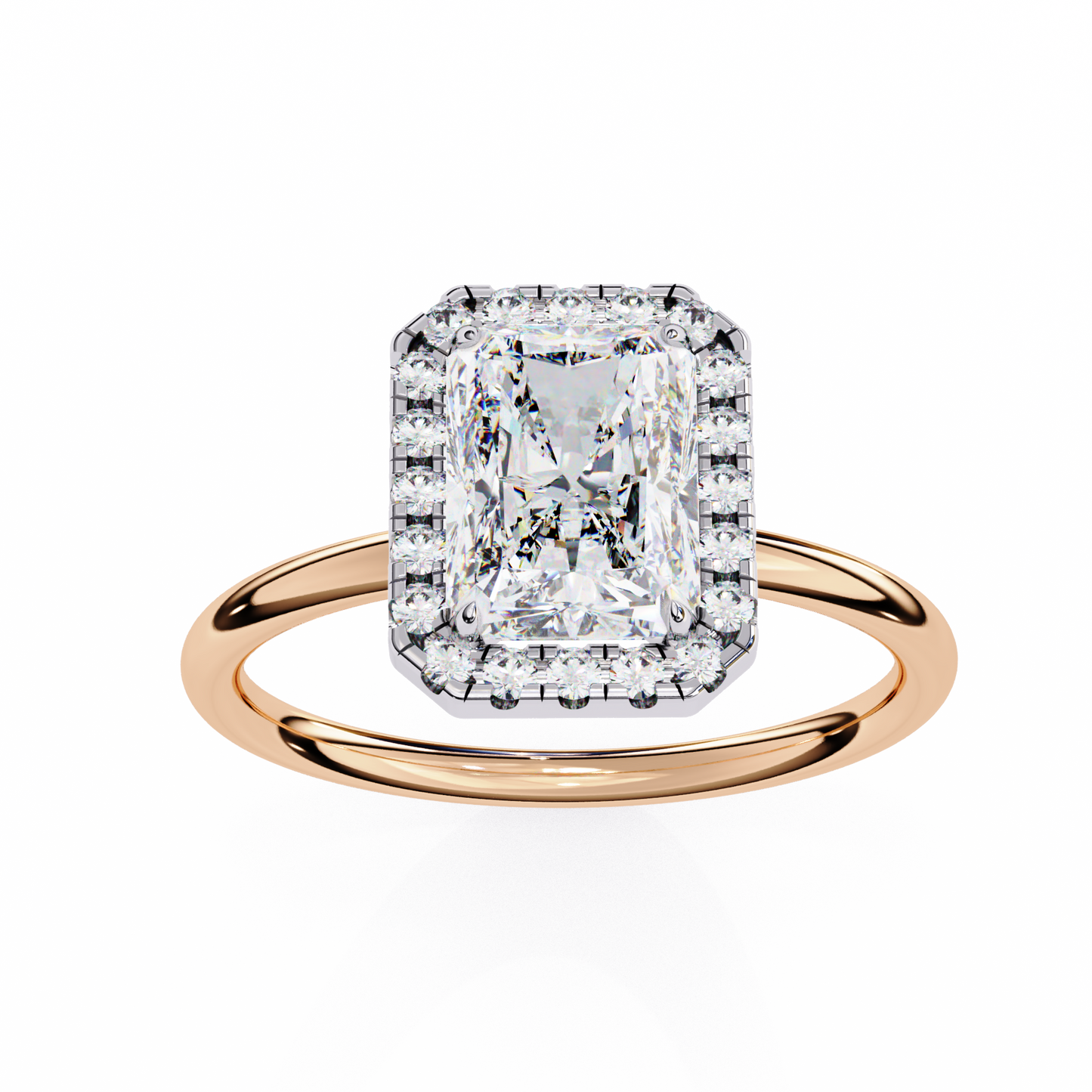 2.55 Ct Radiant Cut Lab Grown Diamond Halo White Gold Engagement Ring/Wedding Ring/E Color/VS Clarity/2 Ct Diamond Ring/CVD Diamond Ring/Radiant Cut Diamond/Round Diamond Side Stone/Prong Set/Halo Set/10k Gold/14k Gold/18k Gold/Yellow Gold/White Gold/Rose Gold/Anniversary Gift