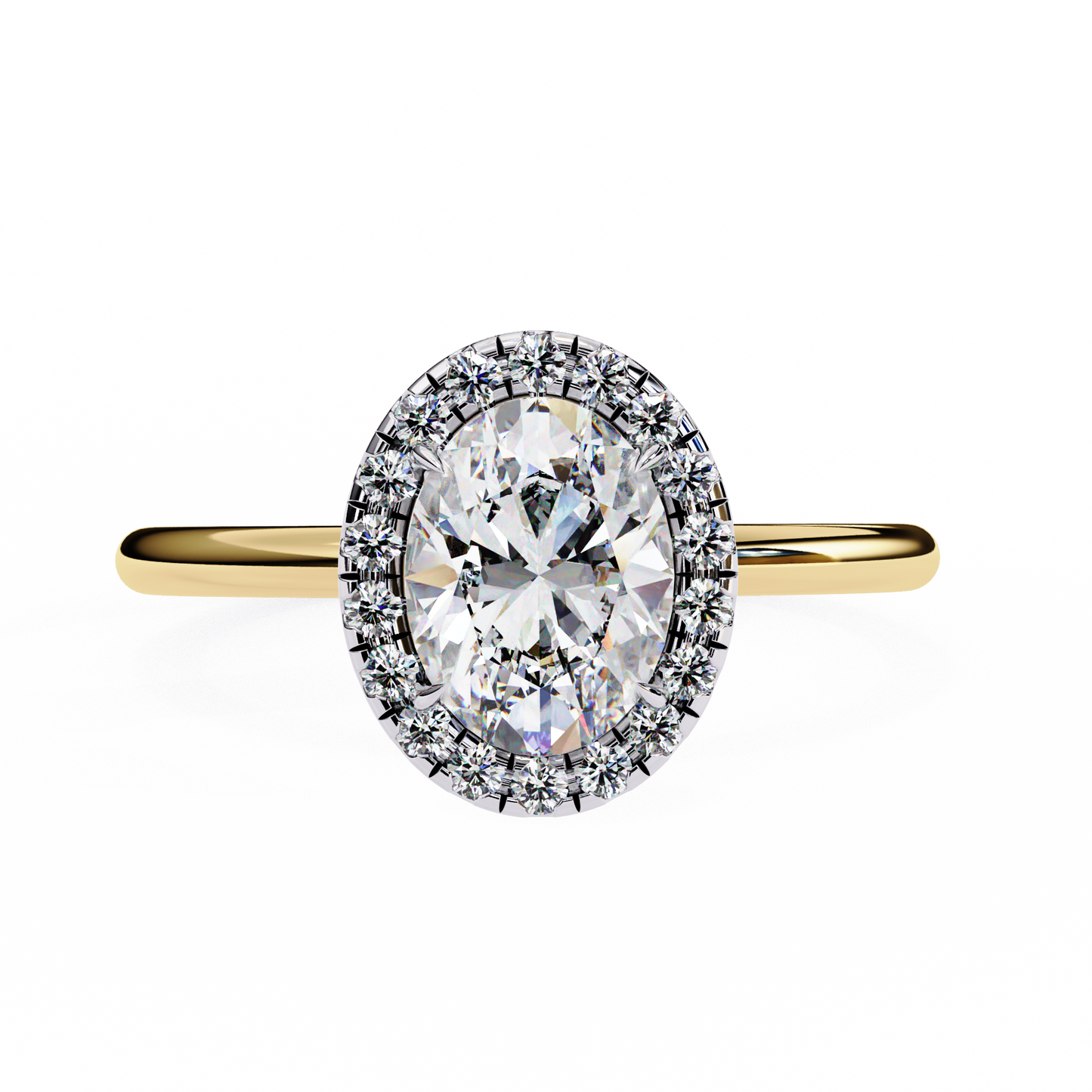 2.28 Ct Oval Cut Lab Grown Diamond Halo Yellow Gold Engagement Ring/Wedding Ring/E Color/VS Clarity/2 Ct Diamond Ring/CVD Diamond Ring/Oval Cut Diamond/Round Diamond Side Stone/Prong Set/Halo Set/10k Gold/14k Gold/18k Gold/Yellow Gold/White Gold/Rose Gold/Anniversary Gift