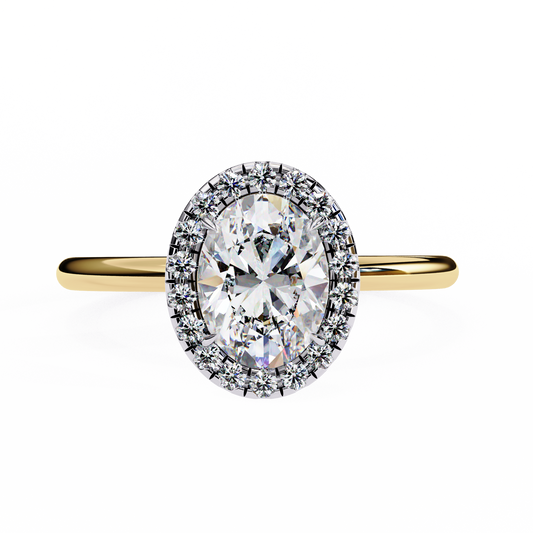 2.28 Ct Oval Cut Lab Grown Diamond Halo Yellow Gold Engagement Ring/Wedding Ring/E Color/VS Clarity/2 Ct Diamond Ring/CVD Diamond Ring/Oval Cut Diamond/Round Diamond Side Stone/Prong Set/Halo Set/10k Gold/14k Gold/18k Gold/Yellow Gold/White Gold/Rose Gold/Anniversary Gift