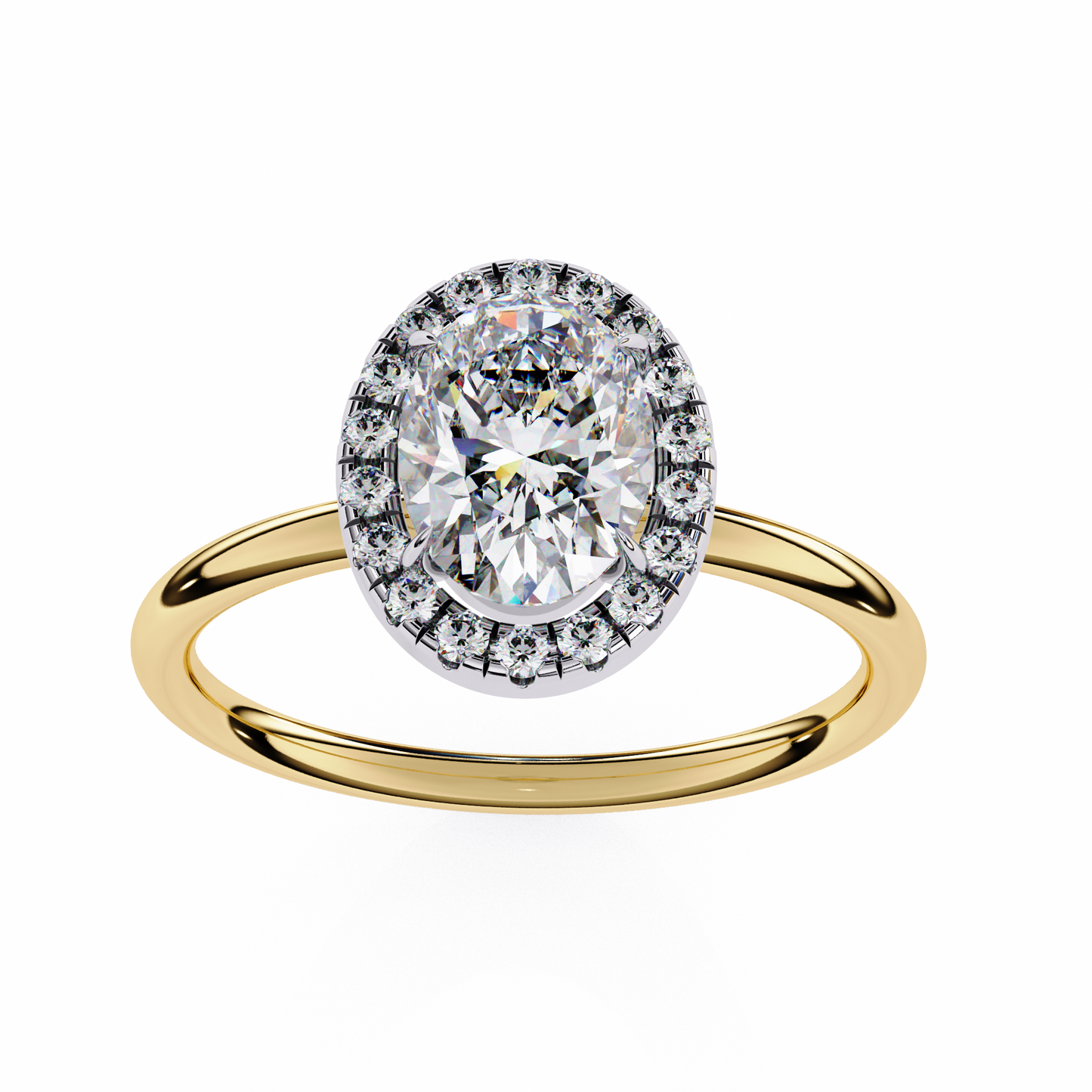 2.28 Ct Oval Cut Lab Grown Diamond Halo Yellow Gold Engagement Ring/Wedding Ring/E Color/VS Clarity/2 Ct Diamond Ring/CVD Diamond Ring/Oval Cut Diamond/Round Diamond Side Stone/Prong Set/Halo Set/10k Gold/14k Gold/18k Gold/Yellow Gold/White Gold/Rose Gold/Anniversary Gift