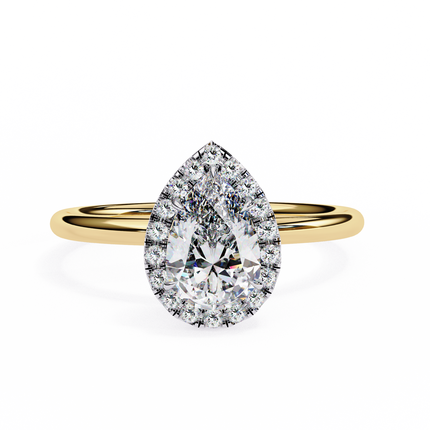 1.82 Ct Pear Cut Lab Grown Diamond Halo Rose Gold Engagement Ring/Wedding Ring/F Color/VS Clarity/1 Ct Diamond Ring/CVD Diamond Ring/Pear Cut Diamond/Round Diamond Side Stone/Prong Set/Halo Set/10k Gold/14k Gold/18k Gold/Yellow Gold/White Gold/Rose Gold/Anniversary Gift