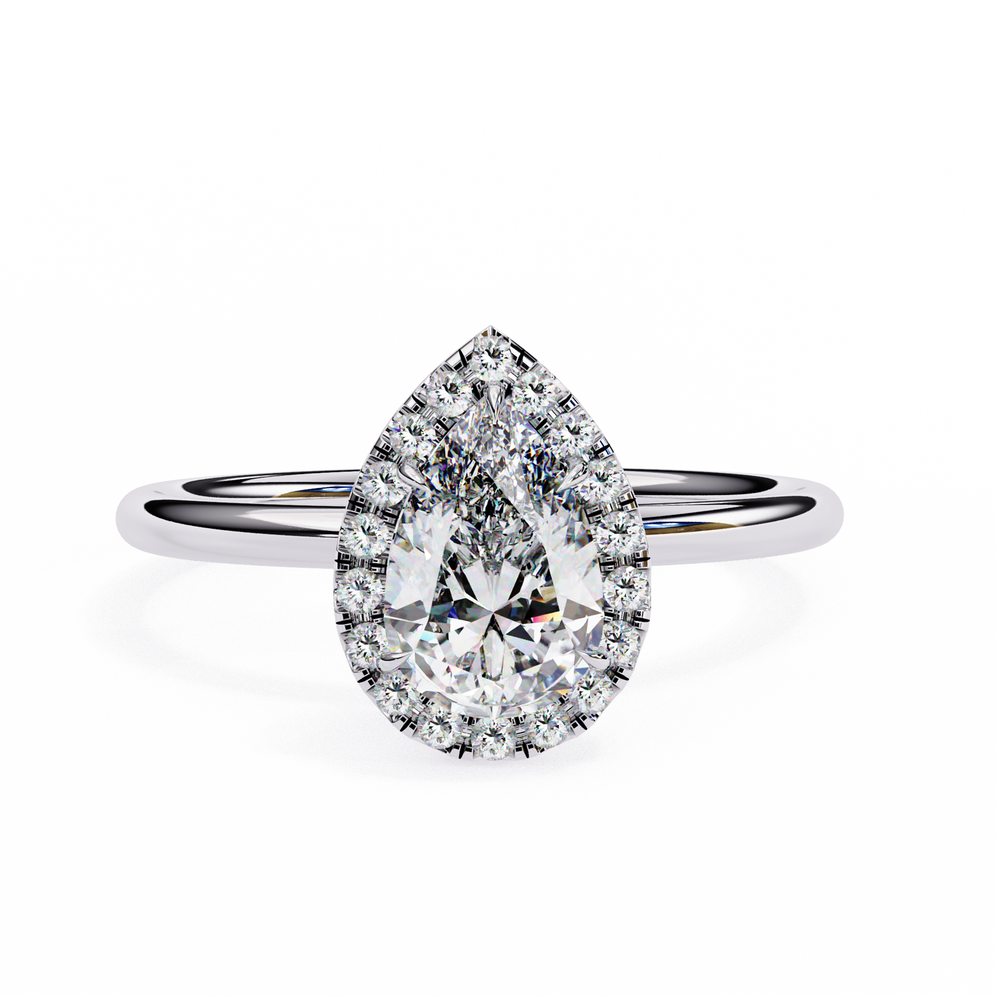 1.82 Ct Pear Cut Lab Grown Diamond Halo Rose Gold Engagement Ring/Wedding Ring/F Color/VS Clarity/1 Ct Diamond Ring/CVD Diamond Ring/Pear Cut Diamond/Round Diamond Side Stone/Prong Set/Halo Set/10k Gold/14k Gold/18k Gold/Yellow Gold/White Gold/Rose Gold/Anniversary Gift
