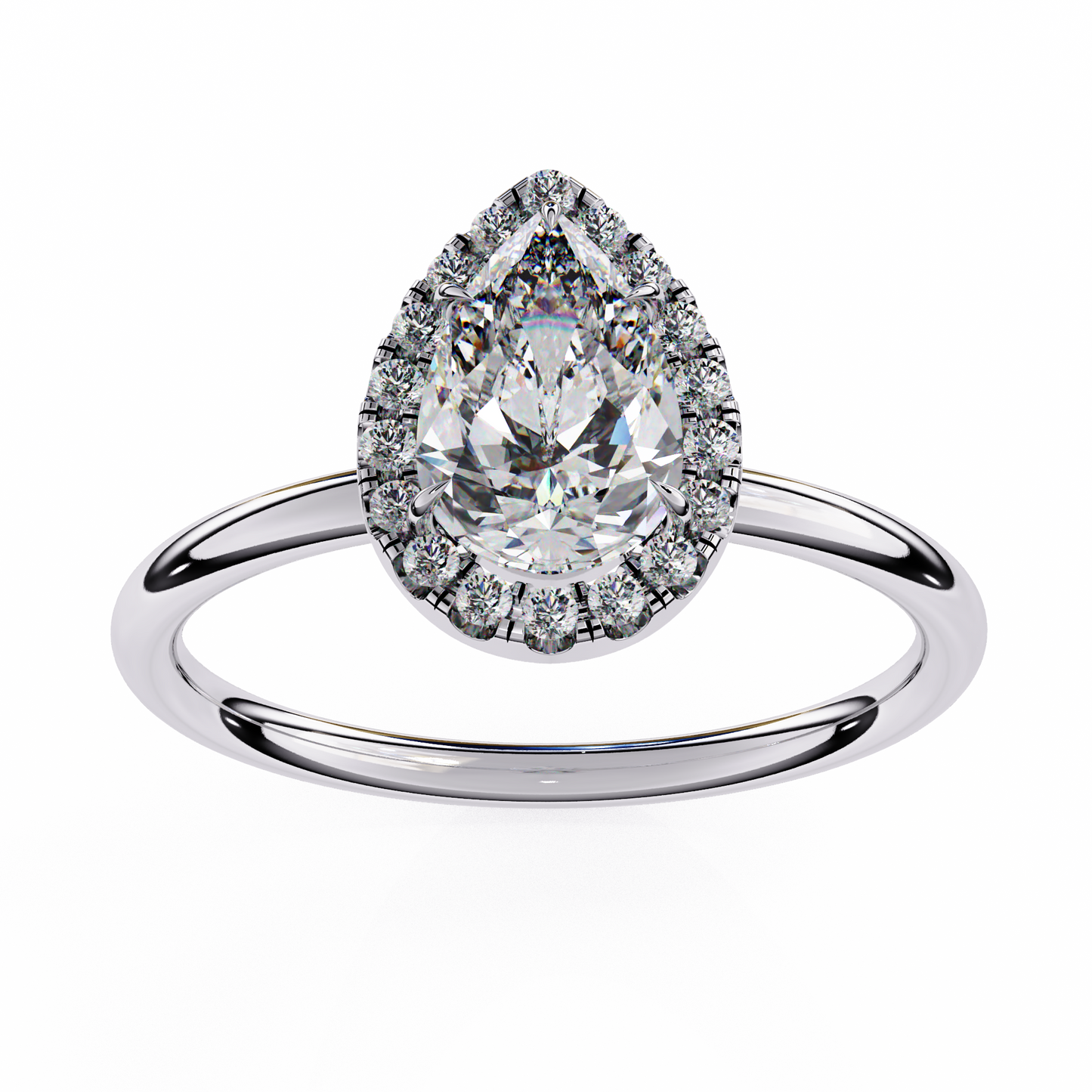 1.82 Ct Pear Cut Lab Grown Diamond Halo Rose Gold Engagement Ring/Wedding Ring/F Color/VS Clarity/1 Ct Diamond Ring/CVD Diamond Ring/Pear Cut Diamond/Round Diamond Side Stone/Prong Set/Halo Set/10k Gold/14k Gold/18k Gold/Yellow Gold/White Gold/Rose Gold/Anniversary Gift