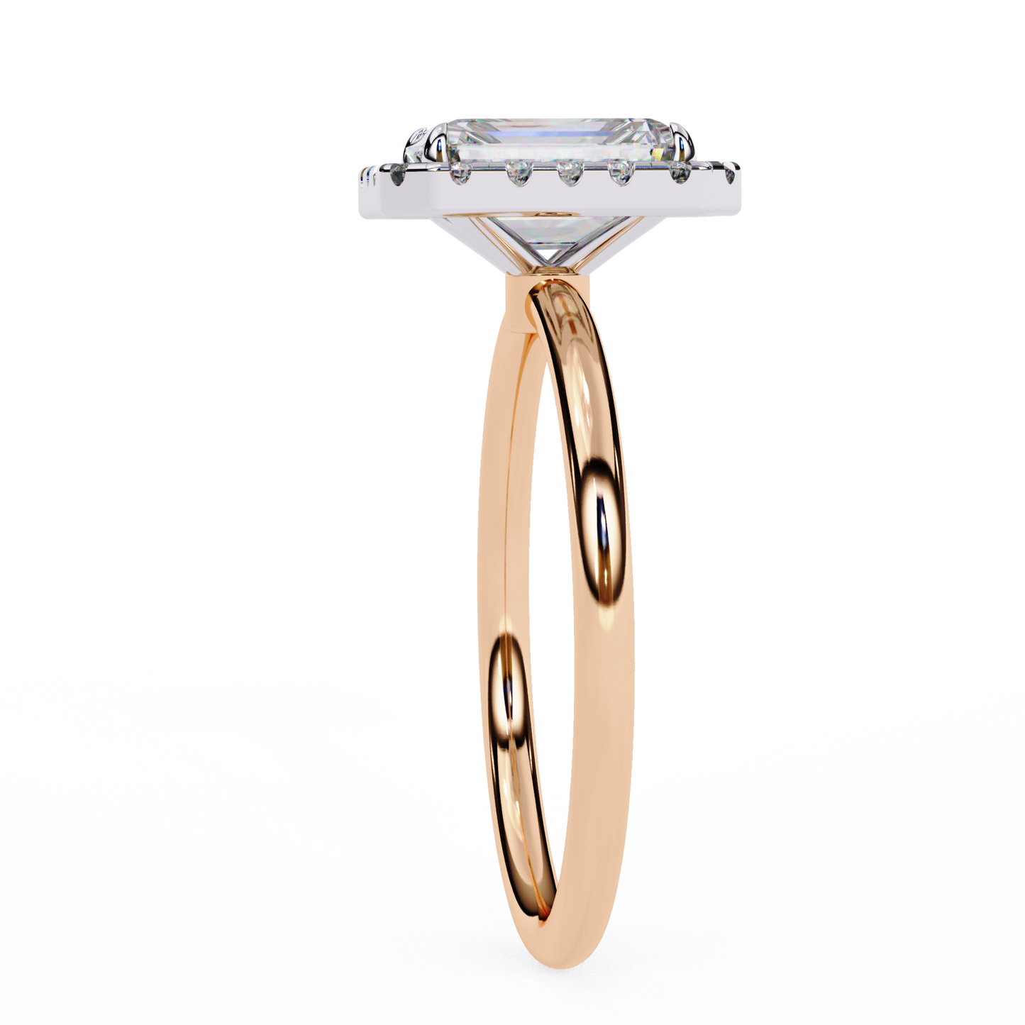 2.4 Ct Emerald Cut Lab Grown Diamond Halo White Gold Engagement Ring/Wedding Ring/F Color/VS Clarity/2 Ct Diamond Ring/CVD Diamond Ring/Emerald Cut Diamond/Round Diamond Side Stone/Prong Set/Halo Set/10k Gold/14k Gold/18k Gold/Yellow Gold/White Gold/Rose Gold/Anniversary Gift