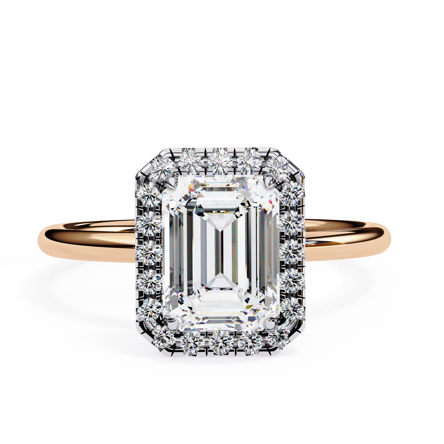 2.4 Ct Emerald Cut Lab Grown Diamond Halo White Gold Engagement Ring/Wedding Ring/F Color/VS Clarity/2 Ct Diamond Ring/CVD Diamond Ring/Emerald Cut Diamond/Round Diamond Side Stone/Prong Set/Halo Set/10k Gold/14k Gold/18k Gold/Yellow Gold/White Gold/Rose Gold/Anniversary Gift