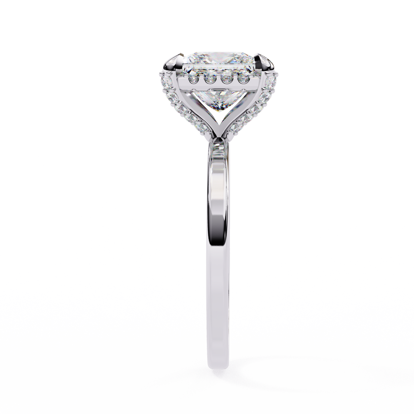 2.05 Ct Princess Cut Lab Grown Diamond Halo Rose Gold Engagement Ring/Wedding Ring/F Color/VS Clarity/2 Ct Diamond Ring/CVD Diamond Ring/Princess Cut Diamond/Round Diamond Side Stone/Prong Set/Halo Set/10k Gold/14k Gold/18k Gold/Yellow Gold/White Gold/Rose Gold/Anniversary Gift