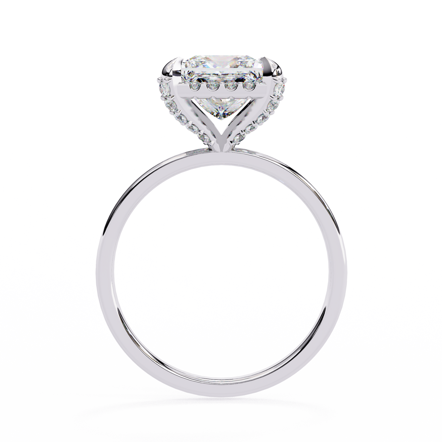 2.05 Ct Princess Cut Lab Grown Diamond Halo Rose Gold Engagement Ring/Wedding Ring/F Color/VS Clarity/2 Ct Diamond Ring/CVD Diamond Ring/Princess Cut Diamond/Round Diamond Side Stone/Prong Set/Halo Set/10k Gold/14k Gold/18k Gold/Yellow Gold/White Gold/Rose Gold/Anniversary Gift
