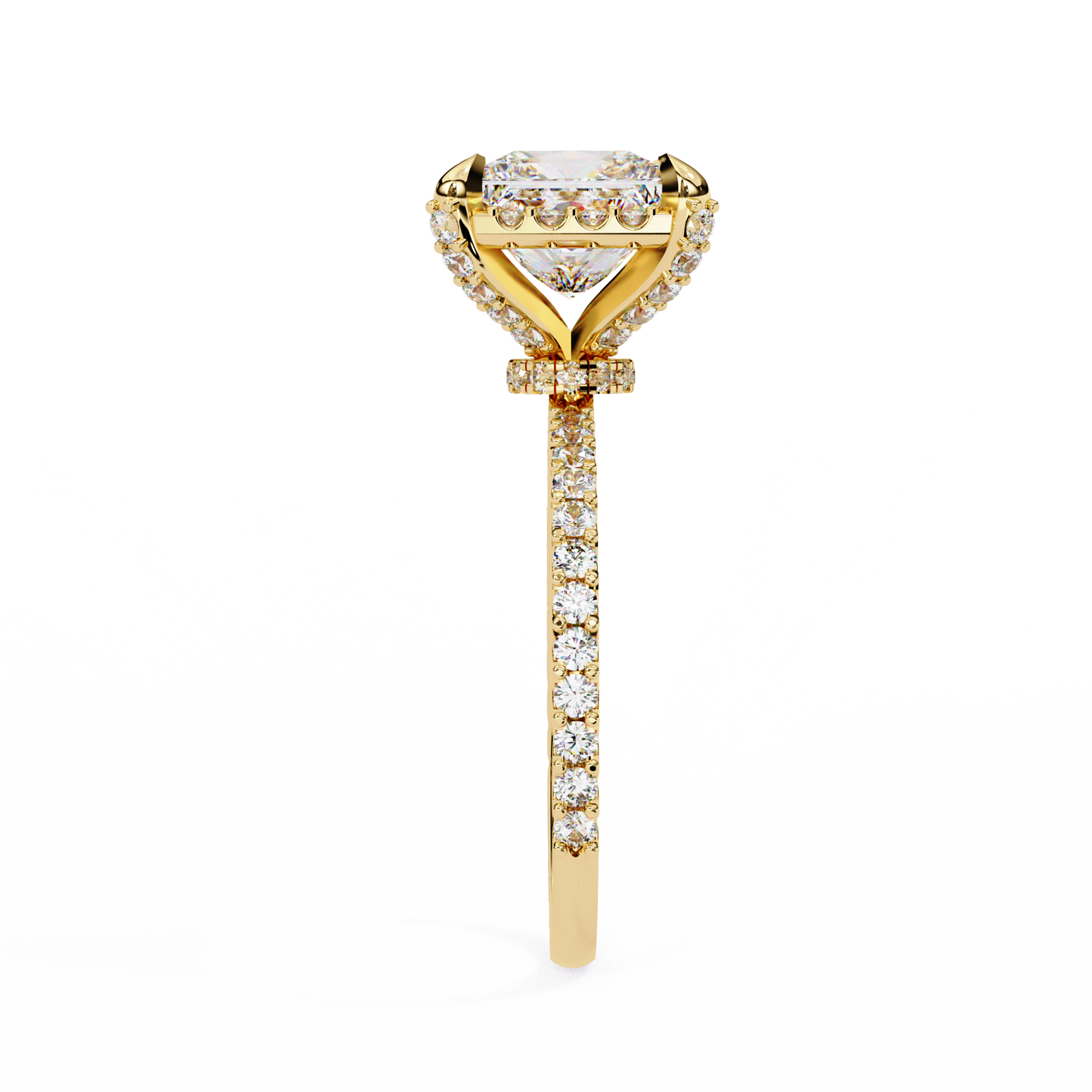 2.16 Ct Princess Cut Lab Grown Diamond Hidden Halo Pave Engagement Ring/Wedding Ring/F Color/VS Clarity/2 Ct Diamond Ring/CVD Diamond Ring/Princess Cut Diamond/Round Diamond Side Stone/Pave Set/Halo Set/10k Gold/14k Gold/18k Gold/Yellow Gold/White Gold/Rose Gold/Anniversary Gift