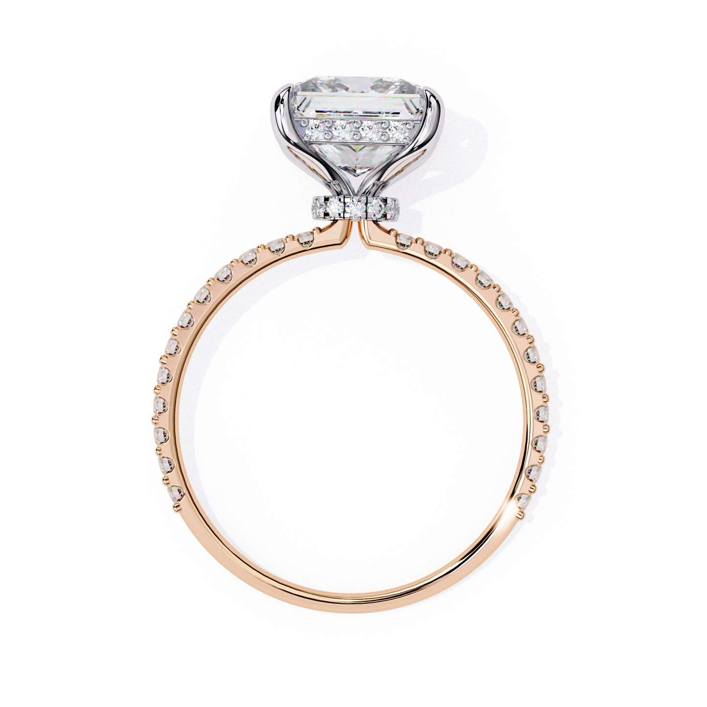 2.56 Ct Princess Cut Lab Grown Diamond Hidden Halo Pave Engagement Ring/Wedding Ring/E Color/VS Clarity/2 Ct Diamond Ring/CVD Diamond Ring/Princess Cut Diamond/Round Diamond Side Stone/10k Gold/14k Gold/18k Gold/Yellow Gold/White Gold/Rose Gold/Anniversary Gift