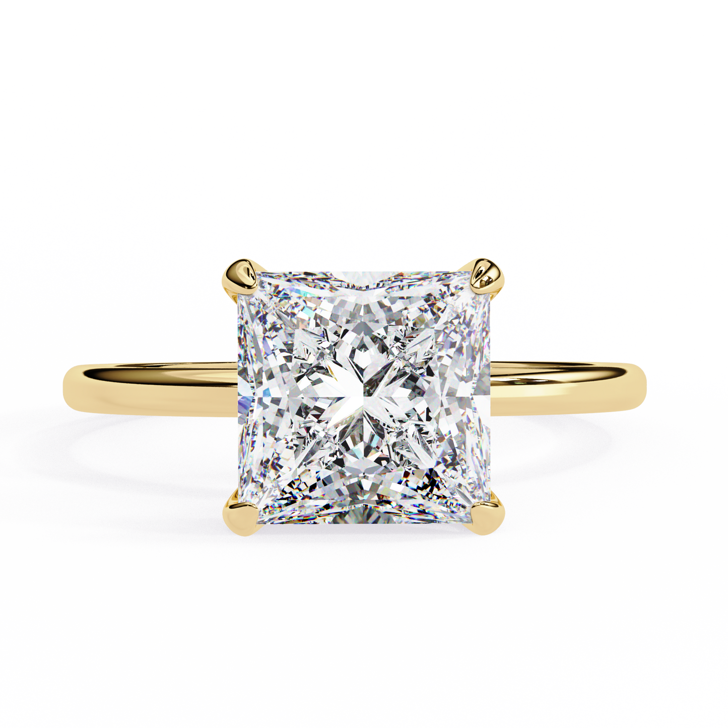 2.75 Ct Princess Cut Lab Grown Diamond Hidden Halo Gold Ring/Wedding Ring/F Color/VS Clarity/1 Ct Diamond Ring/CVD Diamond Ring/Princess Cut Diamond/Round Diamond Side Stone/Prong Set/Hidden Halo Set/10k Gold/14k Gold/18k Gold/Yellow Gold/White Gold/Rose Gold/Anniversary Gift