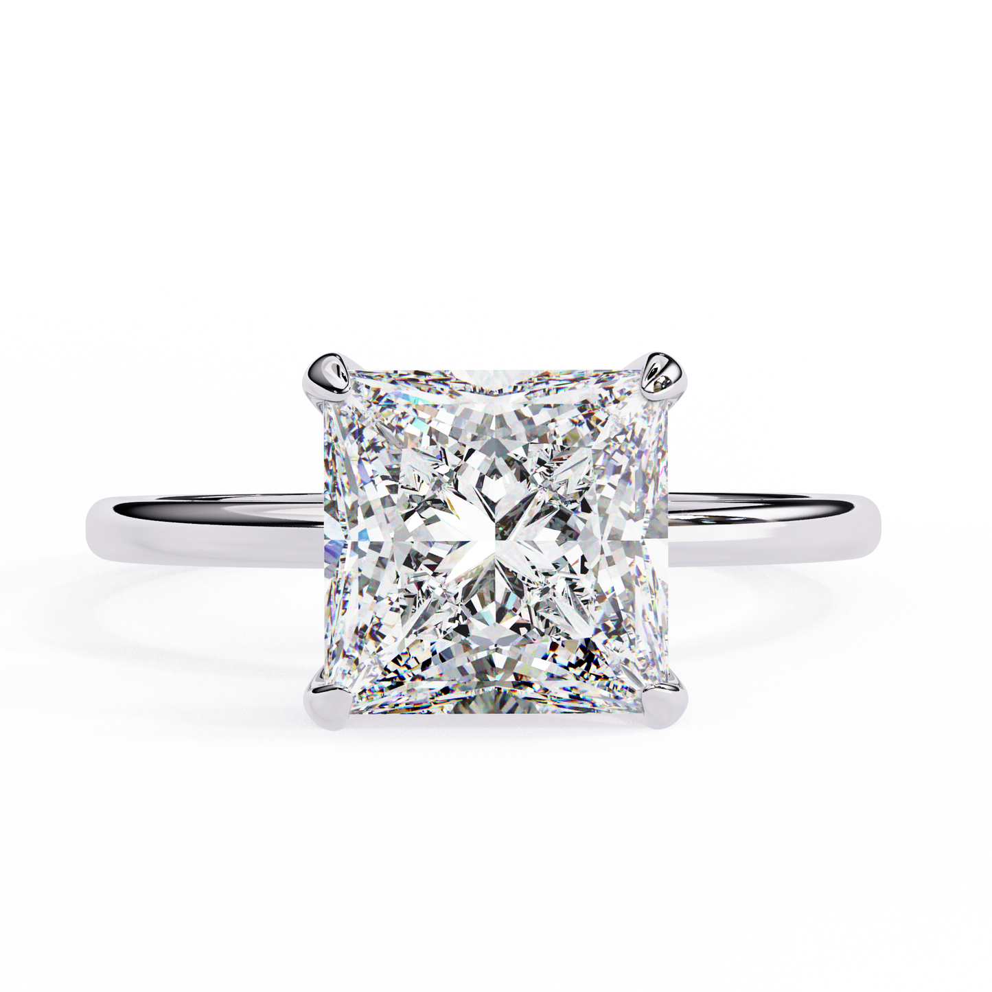 2.75 Ct Princess Cut Lab Grown Diamond Hidden Halo Gold Ring/Wedding Ring/F Color/VS Clarity/1 Ct Diamond Ring/CVD Diamond Ring/Princess Cut Diamond/Round Diamond Side Stone/Prong Set/Hidden Halo Set/10k Gold/14k Gold/18k Gold/Yellow Gold/White Gold/Rose Gold/Anniversary Gift