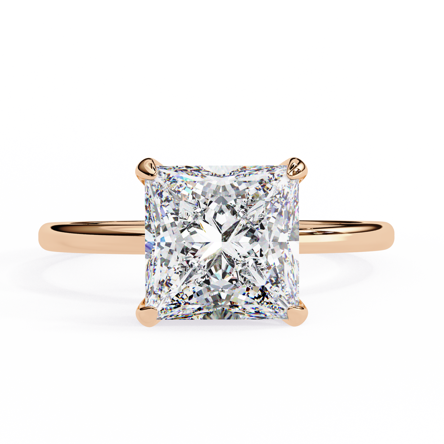 2.75 Ct Princess Cut Lab Grown Diamond Hidden Halo Gold Ring/Wedding Ring/F Color/VS Clarity/1 Ct Diamond Ring/CVD Diamond Ring/Princess Cut Diamond/Round Diamond Side Stone/Prong Set/Hidden Halo Set/10k Gold/14k Gold/18k Gold/Yellow Gold/White Gold/Rose Gold/Anniversary Gift