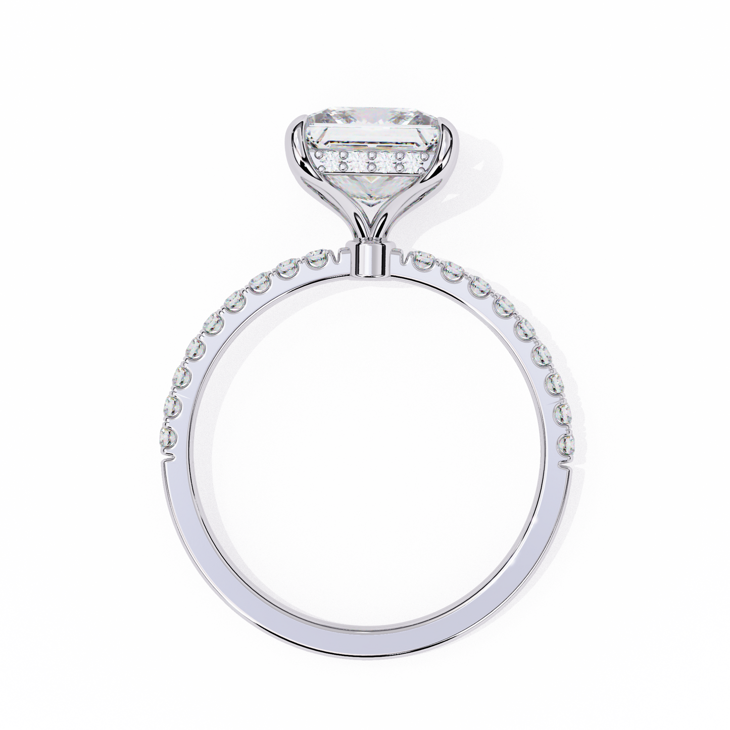 2.75 Ct Princess Cut Lab Grown Diamond Pave Rose Gold Engagement Ring