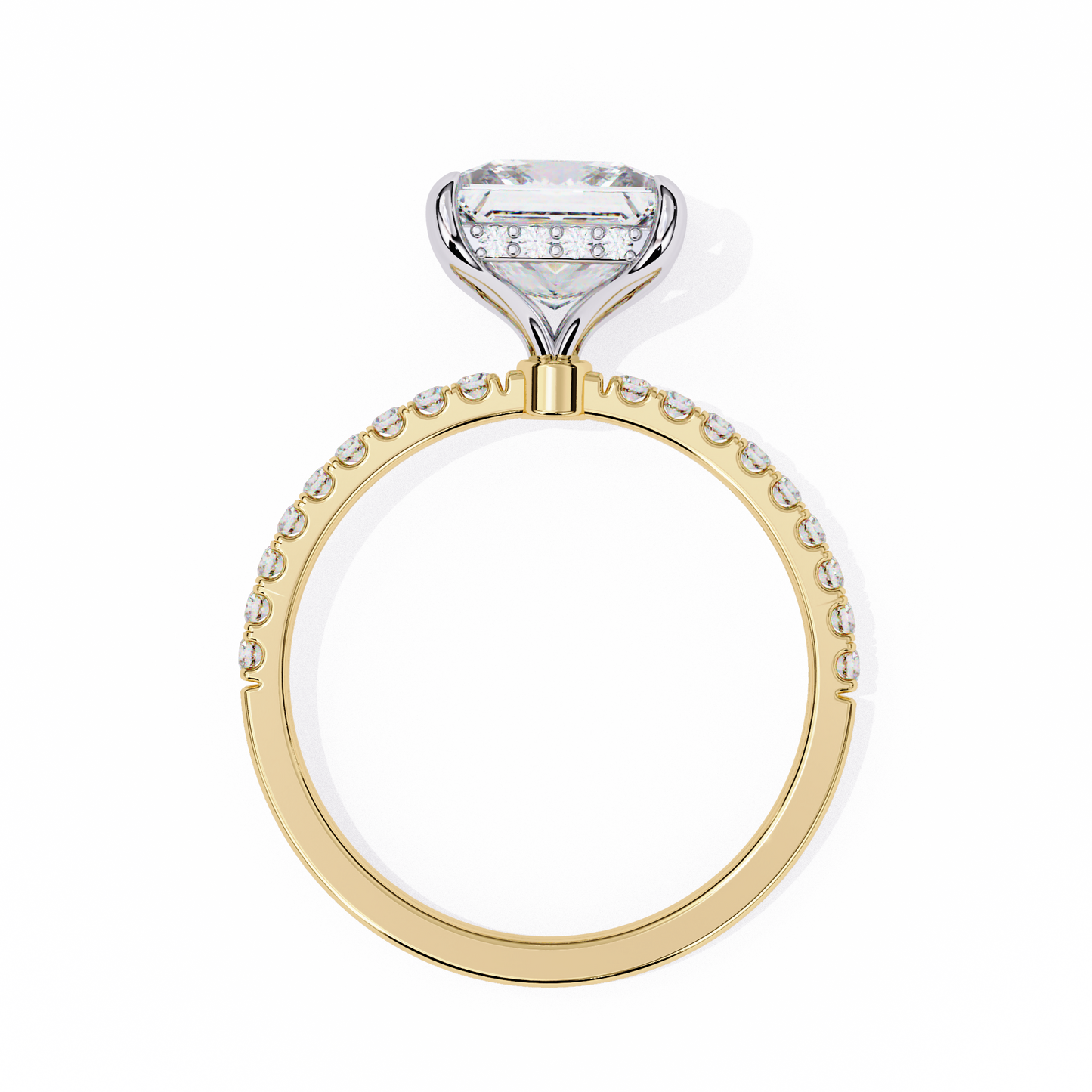 2.75 Ct Princess Cut Lab Grown Diamond Pave Rose Gold Engagement Ring
