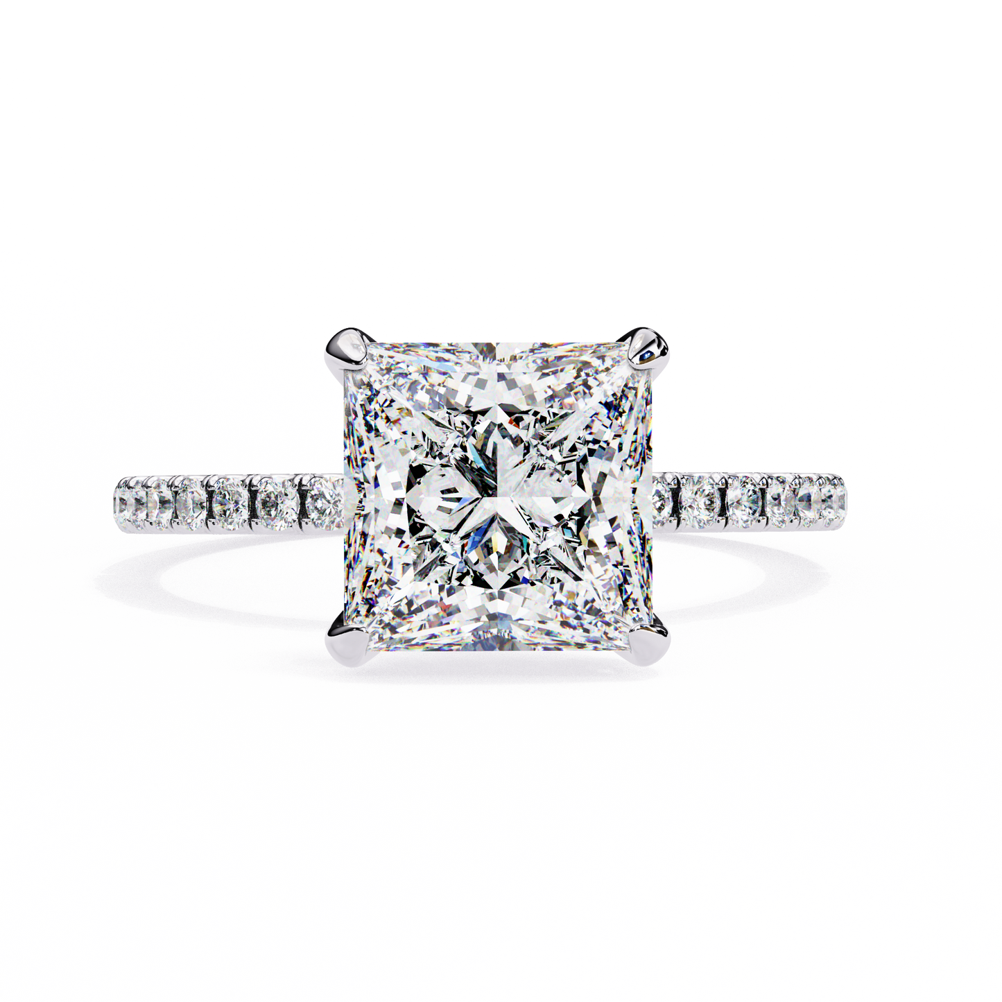 2.75 Ct Princess Cut Lab Grown Diamond Pave Rose Gold Engagement Ring