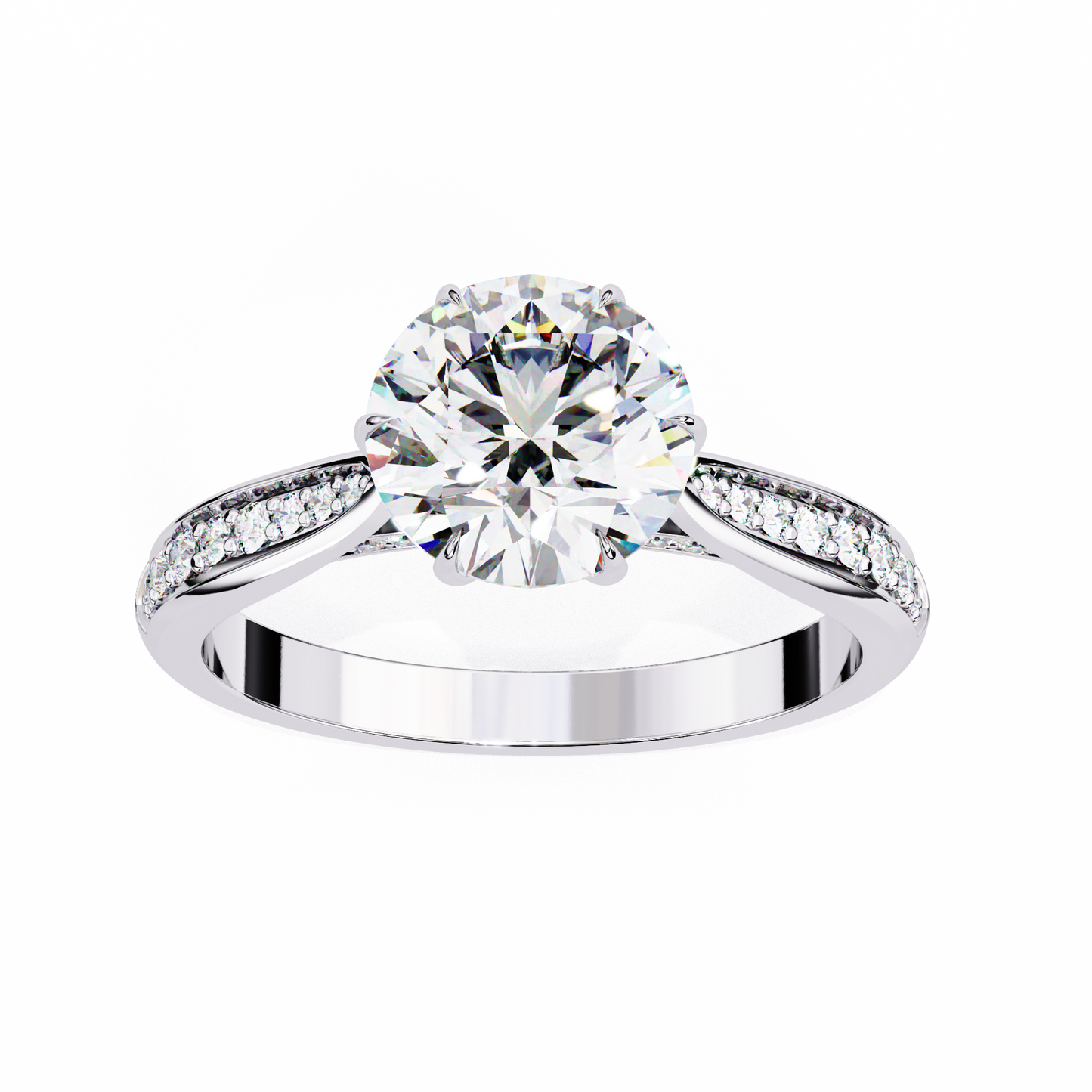 1.78 Ct Round Cut Lab Grown Diamond Pave Yellow Gold Engagement Ring/Wedding Ring/F Color/VS Clarity/1 Ct Diamond Ring/CVD Diamond Ring/Round Cut Diamond/10k Gold/14k Gold/18k Gold/Yellow Gold/White Gold/Rose Gold/Anniversary Gift