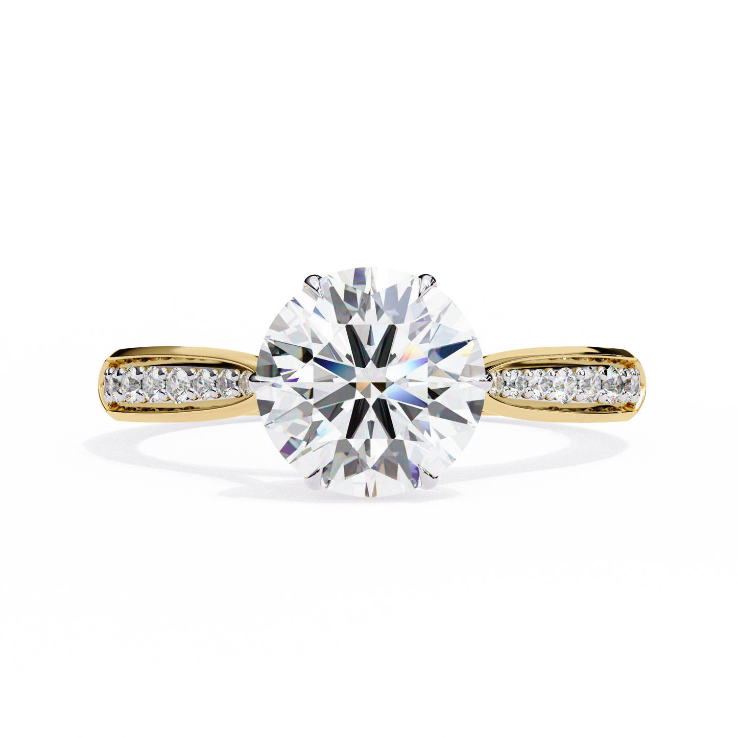 1.78 Ct Round Cut Lab Grown Diamond Pave Yellow Gold Engagement Ring/Wedding Ring/F Color/VS Clarity/1 Ct Diamond Ring/CVD Diamond Ring/Round Cut Diamond/10k Gold/14k Gold/18k Gold/Yellow Gold/White Gold/Rose Gold/Anniversary Gift