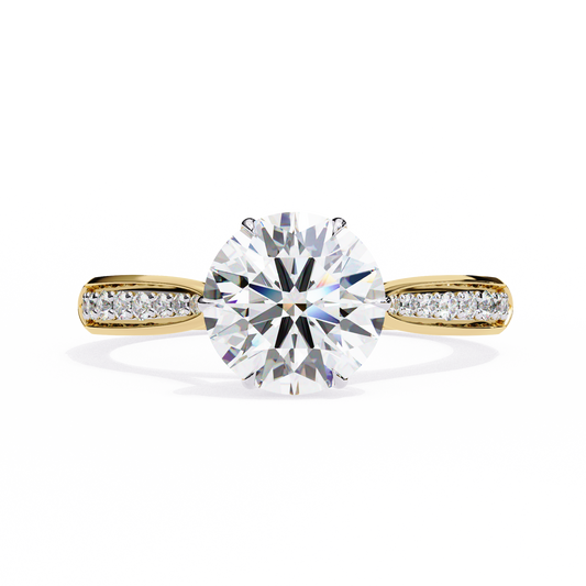 1.78 Ct Round Cut Lab Grown Diamond Pave Yellow Gold Engagement Ring/Wedding Ring/F Color/VS Clarity/1 Ct Diamond Ring/CVD Diamond Ring/Round Cut Diamond/10k Gold/14k Gold/18k Gold/Yellow Gold/White Gold/Rose Gold/Anniversary Gift