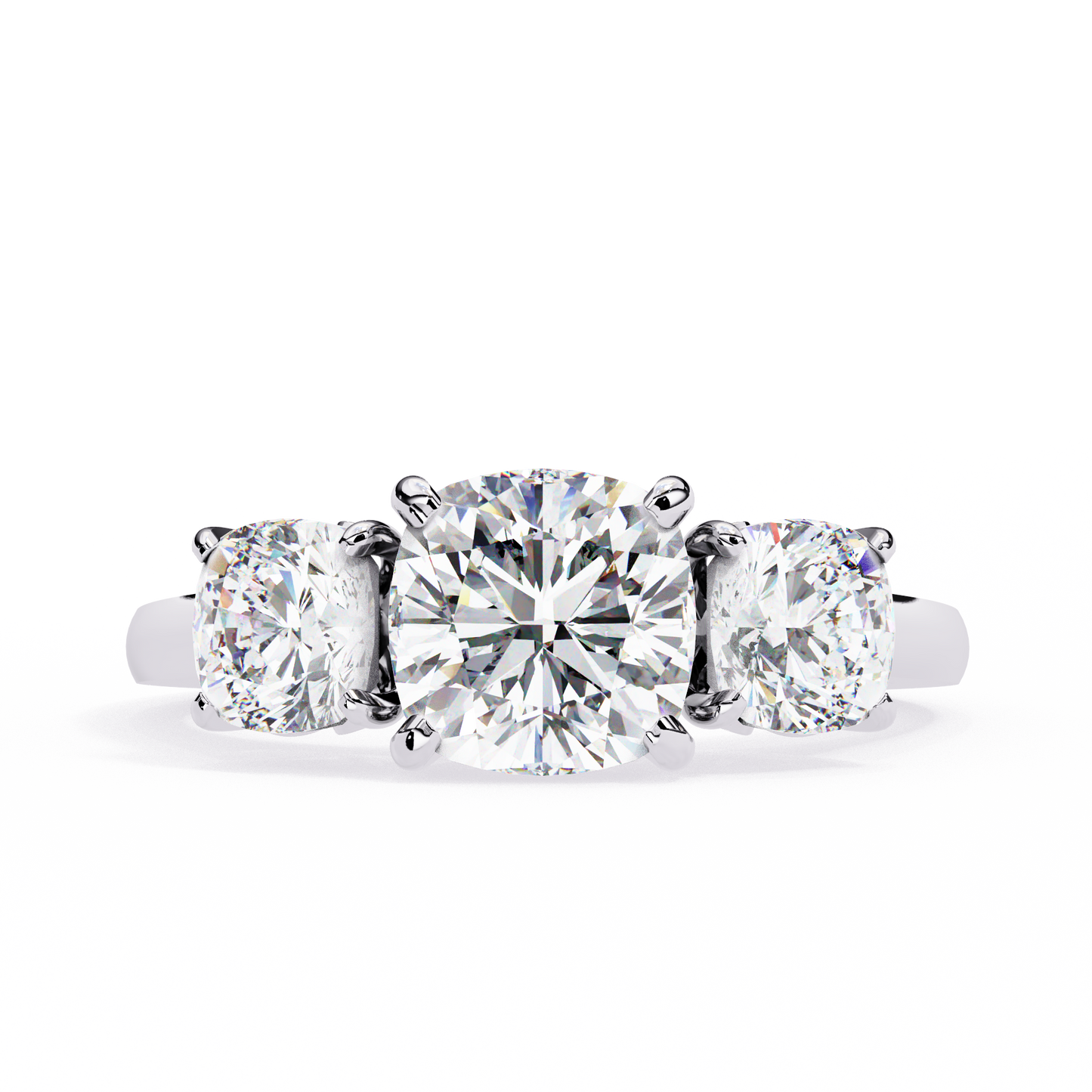 1.2 Ct Cushion Cut Lab Grown Diamond Three Stone Gold Engagement Ring/Wedding Ring/F Color/VS Clarity/1 Ct Diamond Ring/CVD Diamond Ring/Cushion Cut Diamond/Cushion Diamond Side Stone/Prong Set/Three Stone Set/10k Gold/14k Gold/18k Gold/Yellow Gold/White Gold/Rose Gold/Anniversary Gift