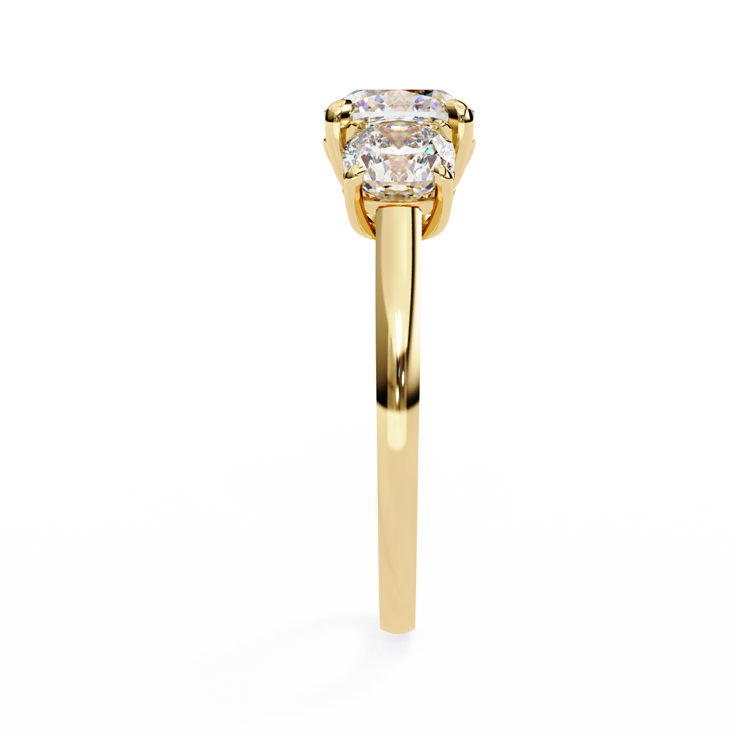 1.2 Ct Cushion Cut Lab Grown Diamond Three Stone Gold Engagement Ring/Wedding Ring/F Color/VS Clarity/1 Ct Diamond Ring/CVD Diamond Ring/Cushion Cut Diamond/Cushion Diamond Side Stone/Prong Set/Three Stone Set/10k Gold/14k Gold/18k Gold/Yellow Gold/White Gold/Rose Gold/Anniversary Gift