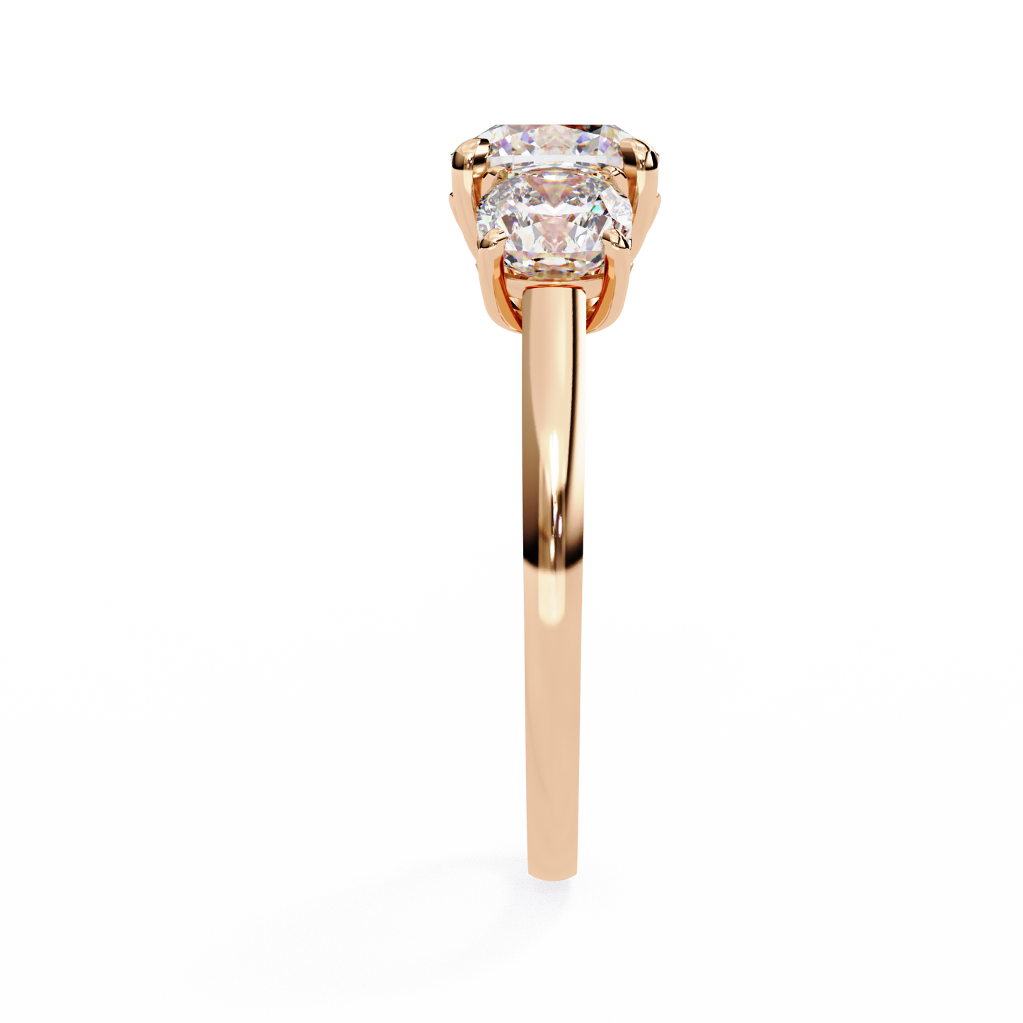 1.2 Ct Cushion Cut Lab Grown Diamond Three Stone Gold Engagement Ring/Wedding Ring/F Color/VS Clarity/1 Ct Diamond Ring/CVD Diamond Ring/Cushion Cut Diamond/Cushion Diamond Side Stone/Prong Set/Three Stone Set/10k Gold/14k Gold/18k Gold/Yellow Gold/White Gold/Rose Gold/Anniversary Gift