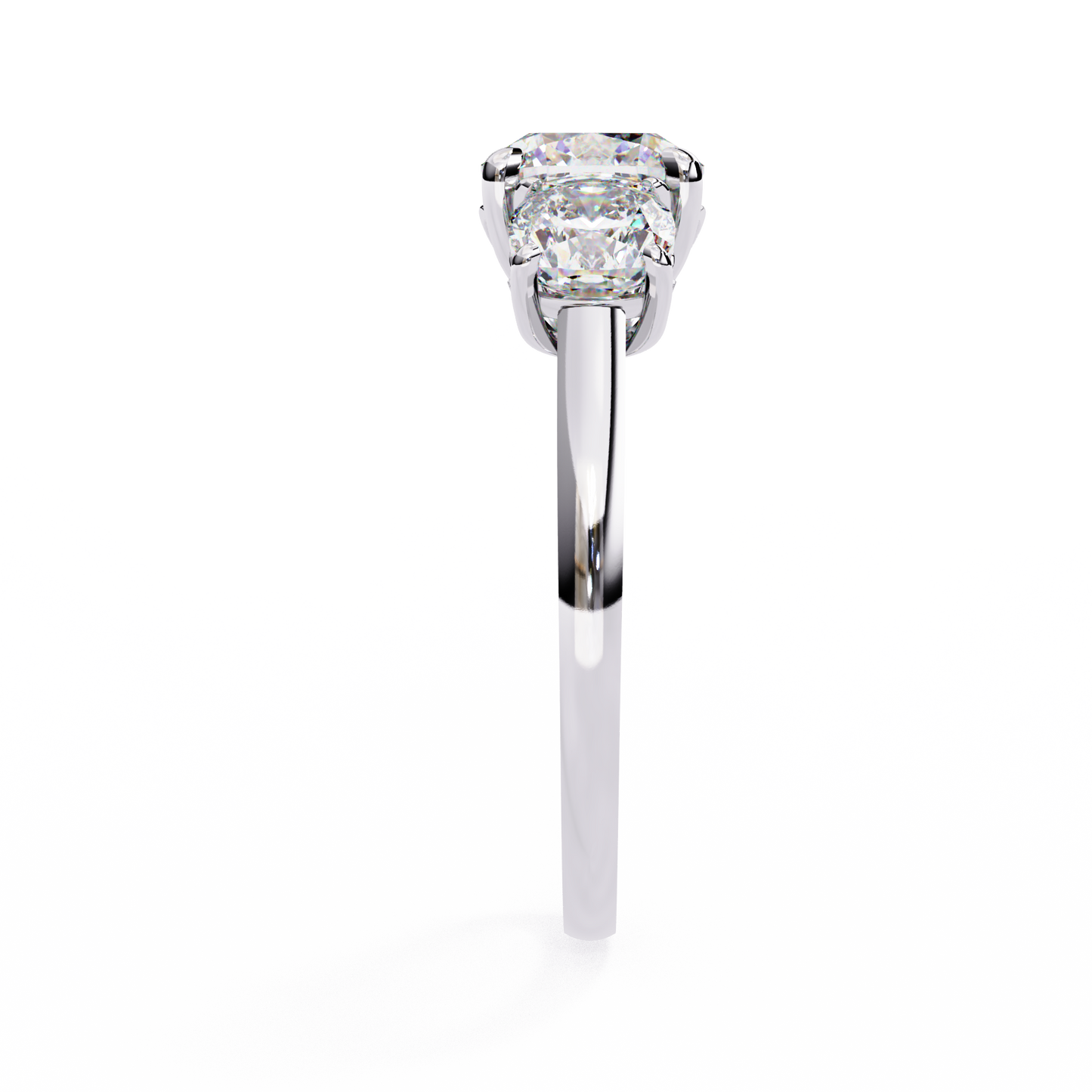 1.2 Ct Cushion Cut Lab Grown Diamond Three Stone Gold Engagement Ring/Wedding Ring/F Color/VS Clarity/1 Ct Diamond Ring/CVD Diamond Ring/Cushion Cut Diamond/Cushion Diamond Side Stone/Prong Set/Three Stone Set/10k Gold/14k Gold/18k Gold/Yellow Gold/White Gold/Rose Gold/Anniversary Gift
