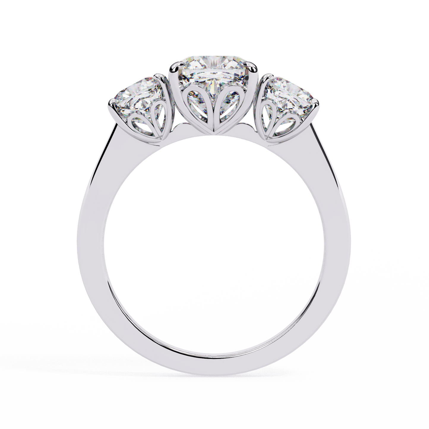 1.2 Ct Cushion Cut Lab Grown Diamond Three Stone Gold Engagement Ring/Wedding Ring/F Color/VS Clarity/1 Ct Diamond Ring/CVD Diamond Ring/Cushion Cut Diamond/Cushion Diamond Side Stone/Prong Set/Three Stone Set/10k Gold/14k Gold/18k Gold/Yellow Gold/White Gold/Rose Gold/Anniversary Gift