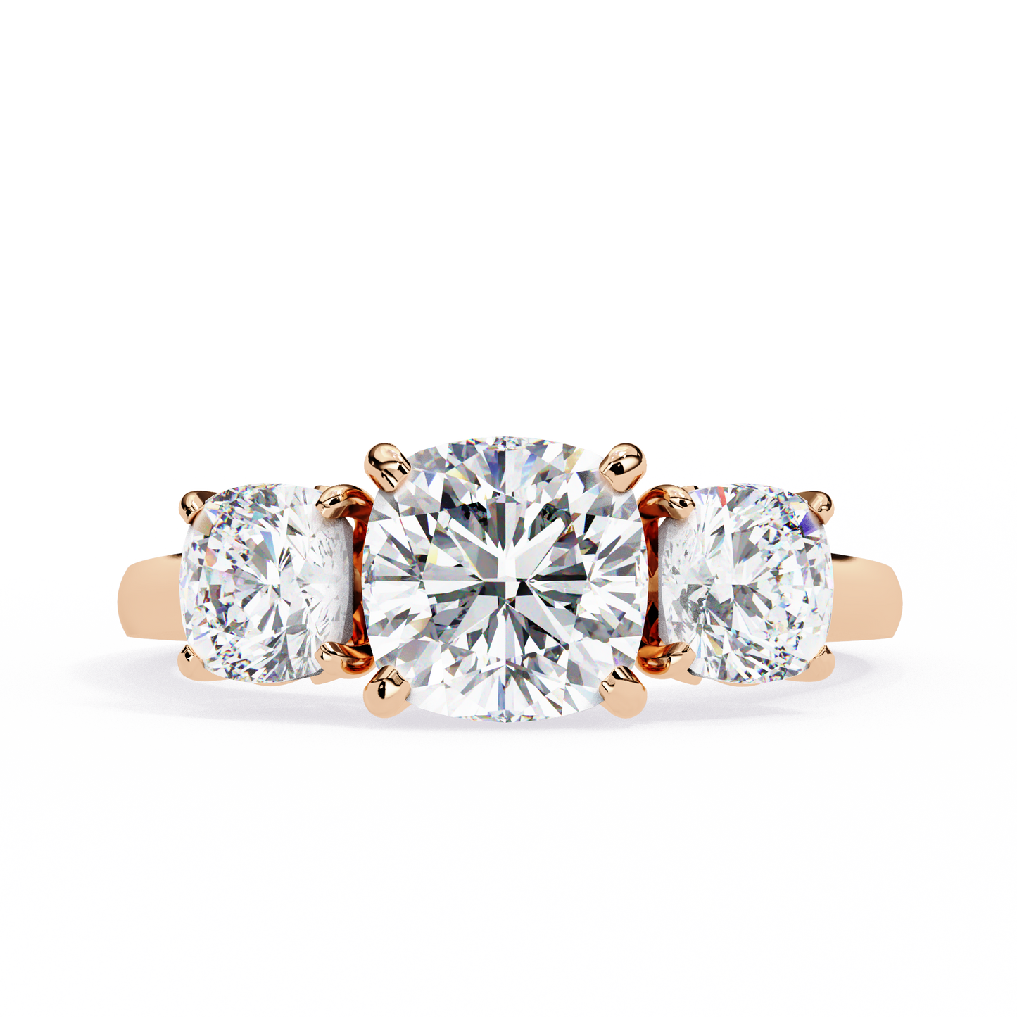 1.2 Ct Cushion Cut Lab Grown Diamond Three Stone Gold Engagement Ring/Wedding Ring/F Color/VS Clarity/1 Ct Diamond Ring/CVD Diamond Ring/Cushion Cut Diamond/Cushion Diamond Side Stone/Prong Set/Three Stone Set/10k Gold/14k Gold/18k Gold/Yellow Gold/White Gold/Rose Gold/Anniversary Gift