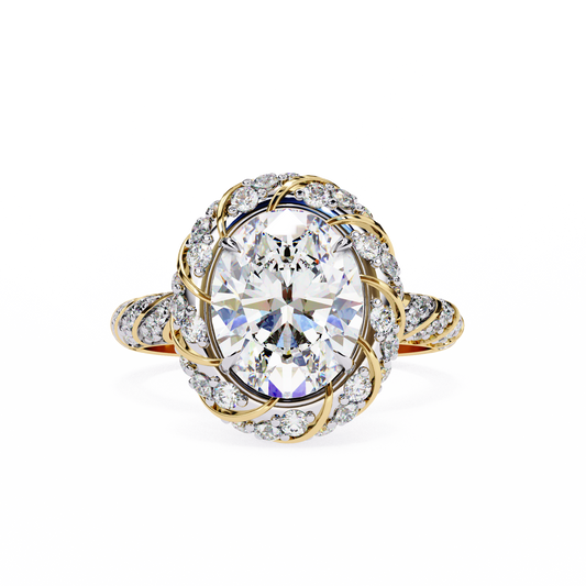 3.75 Ct Oval Cut Lab Grown Diamond Pave Gold Engagement Ring/3 Ct Diamond Ring/Halo Set/Prong Set/Oval Cut Diamond/Wedding Ring/10k Gold/14k Gold/18k Gold/White Gold/Rose Gold/Yellow Gold/10k Gold/14k Gold/18k Gold/Anniversary Gift