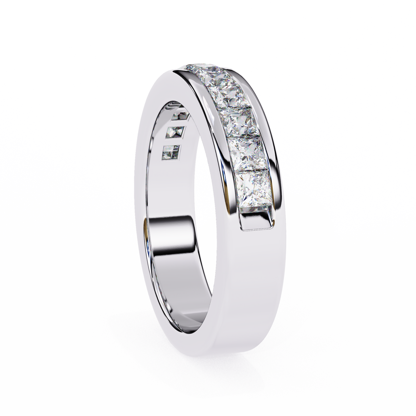 Classic Channel Band/Wedding Ring/EF Color/VS Clarity/1 CTW Diamond Band/CVD Diamond Band/Princess Cut Diamond/Prong Set/Pave Set/10k Gold/14k Gold/18k Gold/Yellow Gold/White Gold/Rose Gold/Anniversary Gift