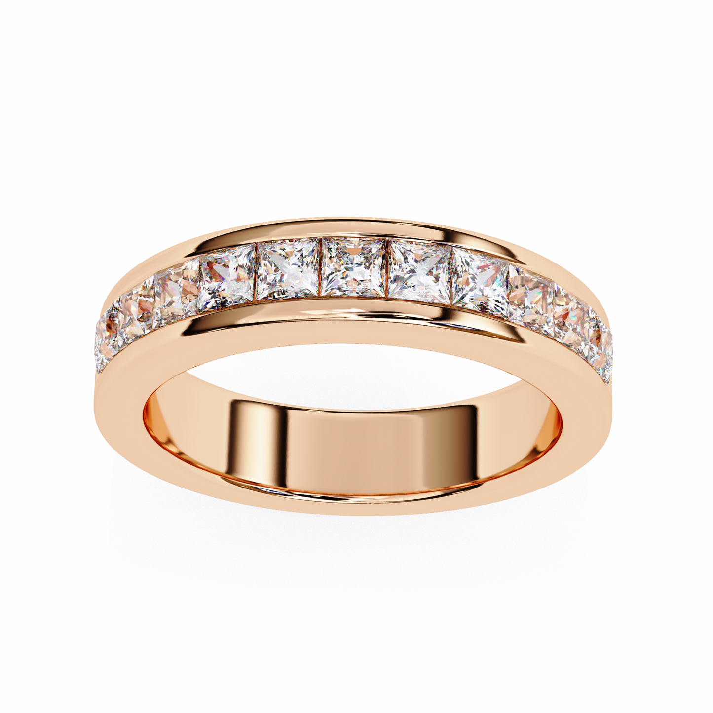 Classic Channel Band/Wedding Ring/EF Color/VS Clarity/1 CTW Diamond Band/CVD Diamond Band/Princess Cut Diamond/Prong Set/Pave Set/10k Gold/14k Gold/18k Gold/Yellow Gold/White Gold/Rose Gold/Anniversary Gift